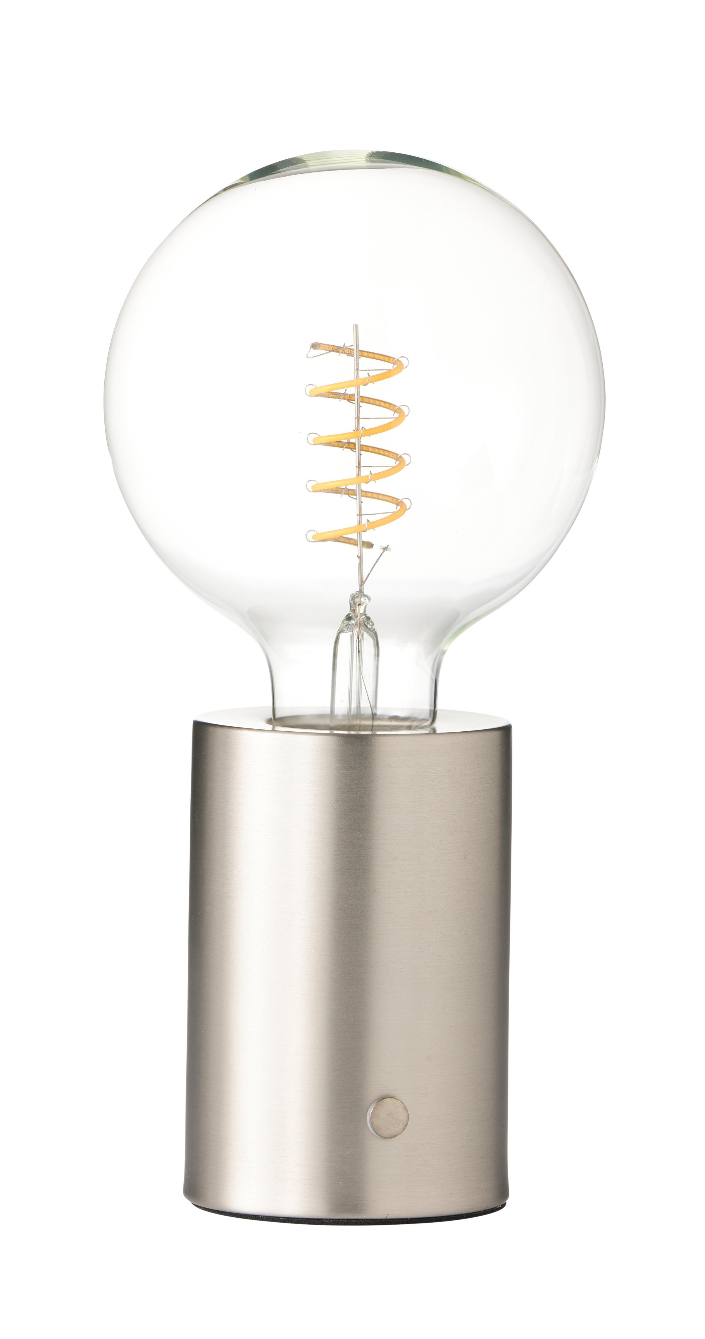 Northpoint Nachttischlampe LED Akku Tischlampe Tischleuchte Edison Glühbirne mit Glühdraht Stahl klare Birne | Tischlampen