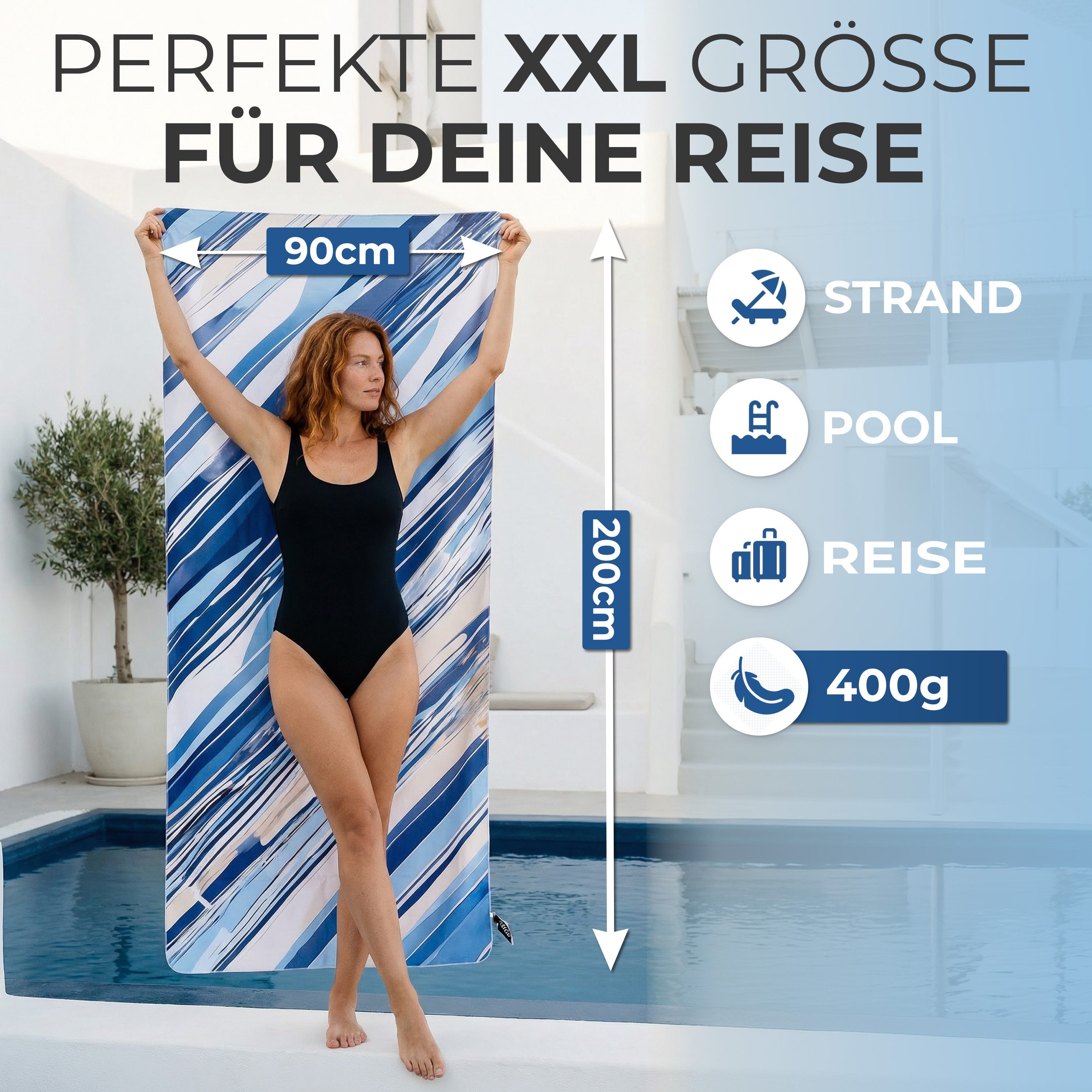 NirvanaShape Strandtuch Reise Handtuch Strandtuch XXL - Strandhandtuch, Mikrofaser Badetuch – Bild 2 von 5