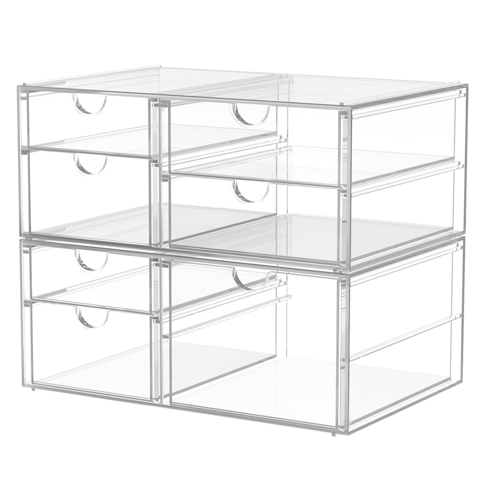 POPOLIC Make-Up Organizer Make-Up Organizer Kosmetikorganizer mit 7/16/19/22/30 Schubladen, Schubladenbox, 7-tlg., Aufbewahrungsbox mit Schubladen, Schreibtischorganizer mit Schubladen