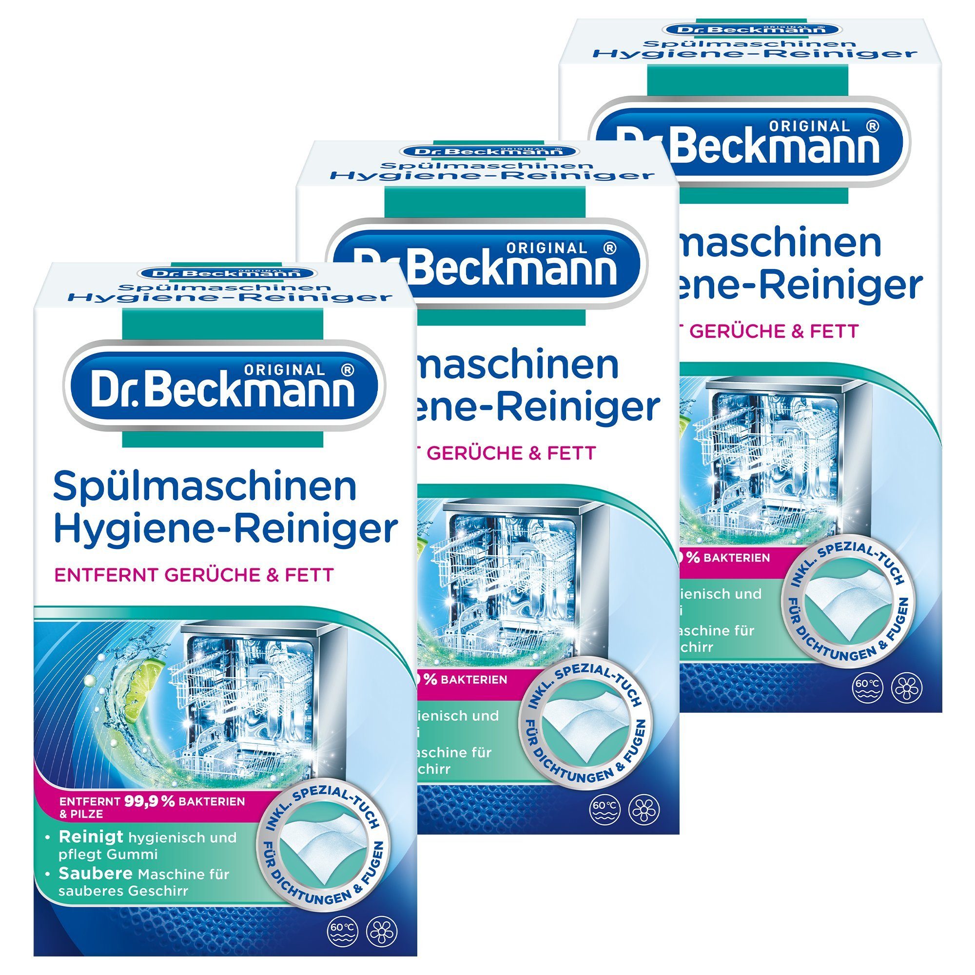 Dr. Beckmann Spülmaschinen Hygiene-Reiniger, Entfernt Rückstände, Fett, 3x 75 g Spülmaschinenreiniger (3-St)