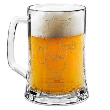 Mr. & Mrs. Panda Bierkrug Fuchs Keks - Transparent - Geschenk, Vatertag, Bier Krug, Bierkrug Gl, Premium Glas, Hochwertige Gravur