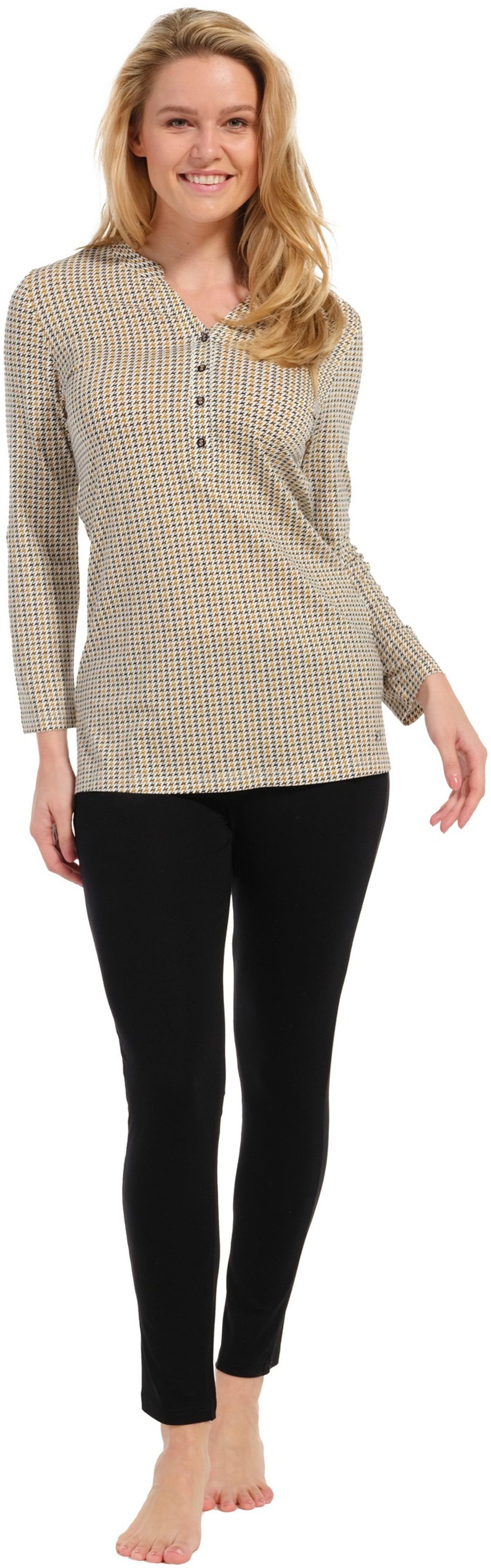 Pastunette Schlafanzug Modischer Damen Schlafanzug mit Leggins (2 tlg) Modisches Design