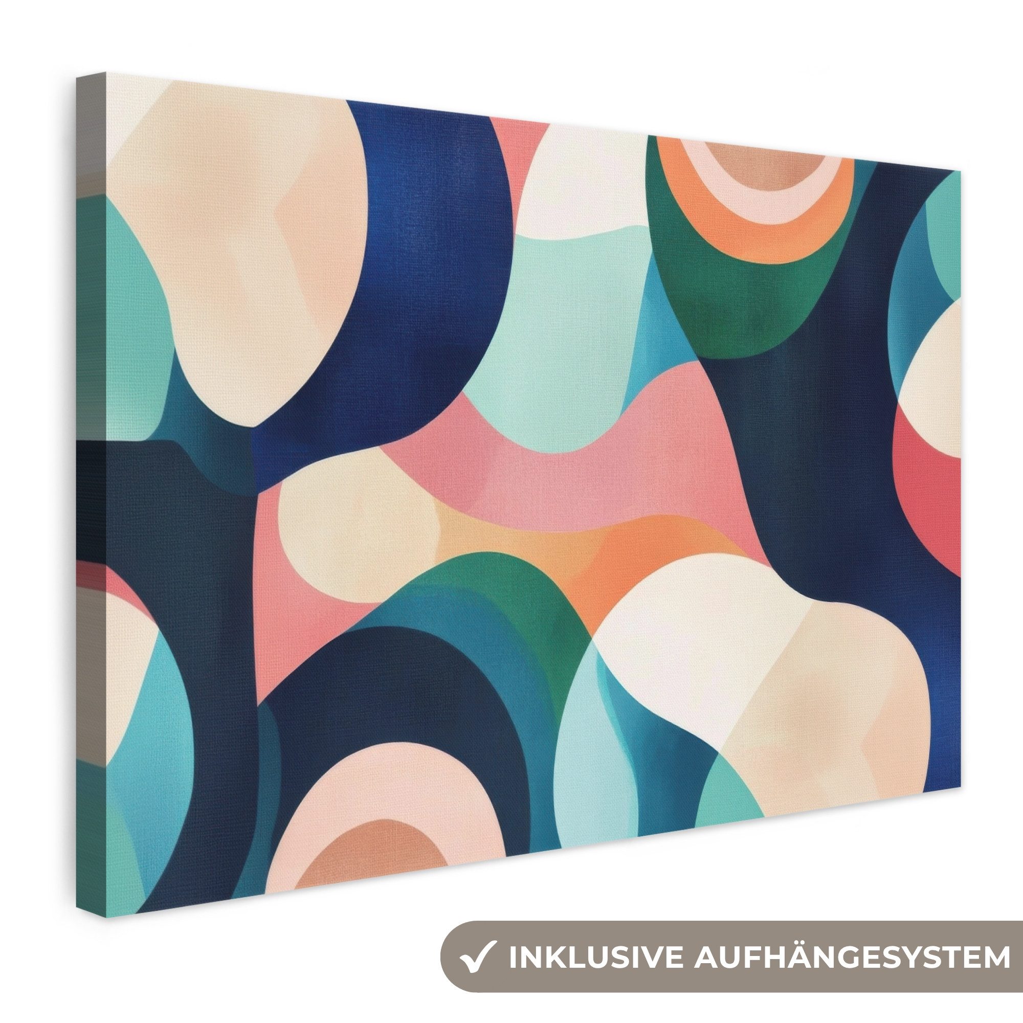 OneMillionCanvasses® Leinwandbild Abstrakt - Blau - Rosa, Fotodruck (1 St), Leinwand Bilder Klein, Wand Dekoration Aesthetic 30x20 cm