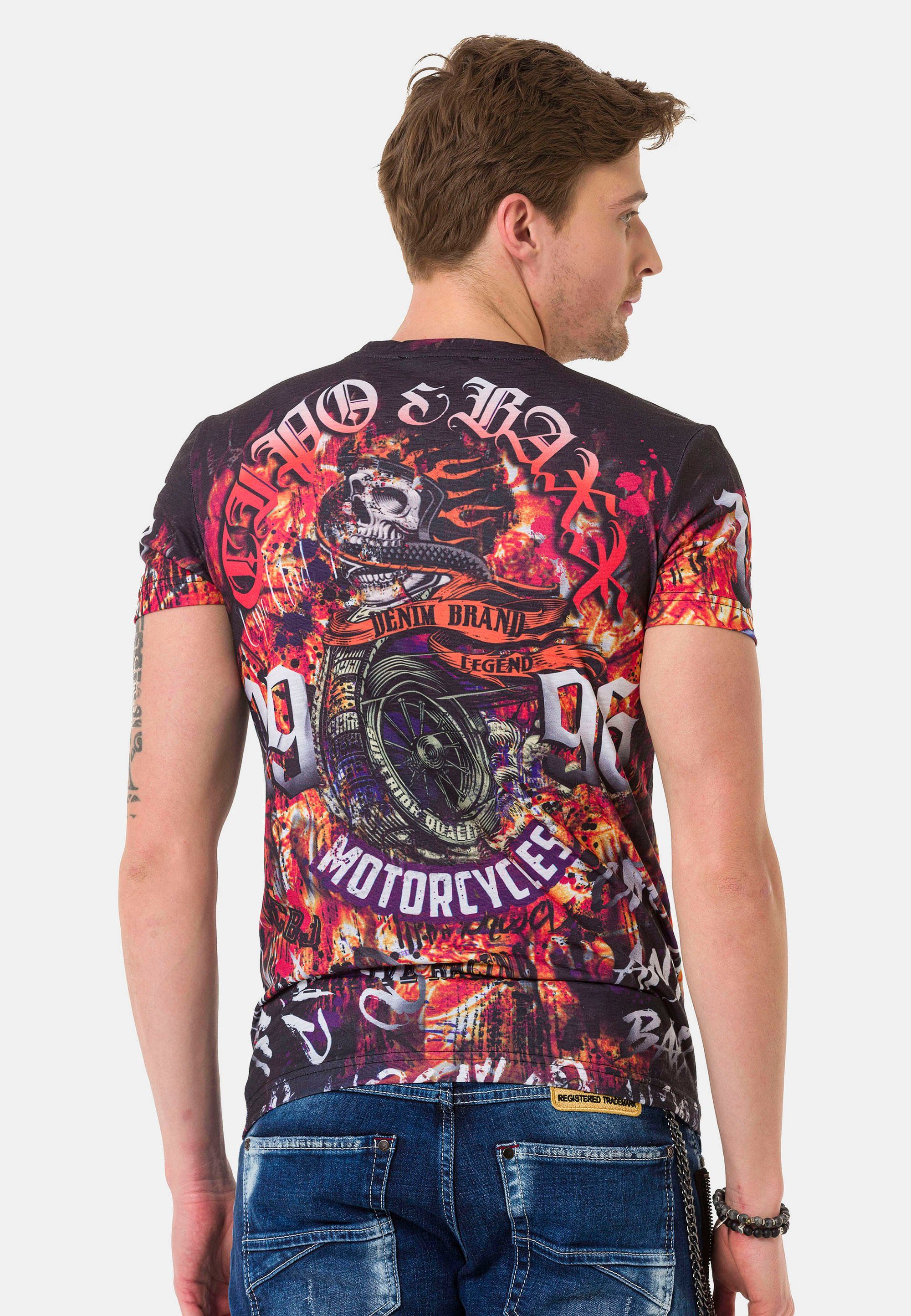 Cipo Baxx coolen Biker-Prints T-Shirt mit &