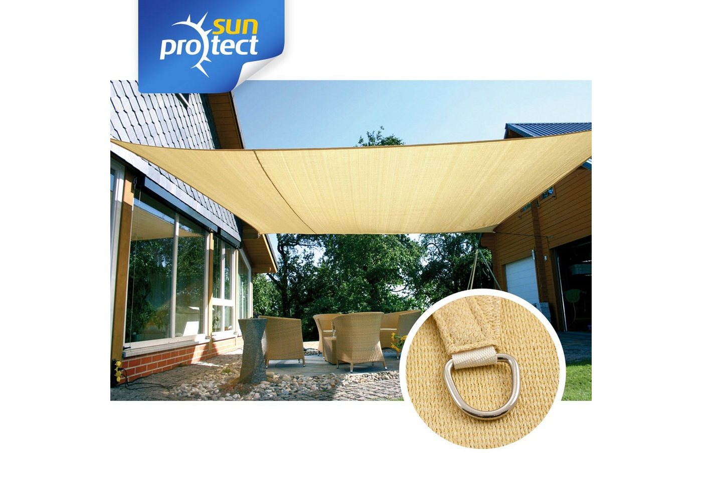 Thumbnail - sunprotect Sonnensegel 6 x 4,5 m Rechteck, ideal für Garten, Balkon & Terrasse