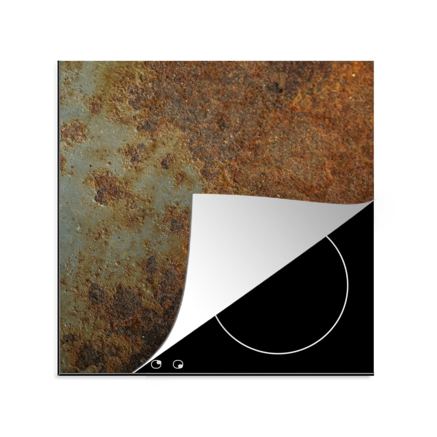MuchoWow Herdblende-/Abdeckplatte Rost - Wand - Schwarz, Vinyl, (1 tlg), 78x78 cm, Ceranfeldabdeckung, Arbeitsplatte für küche