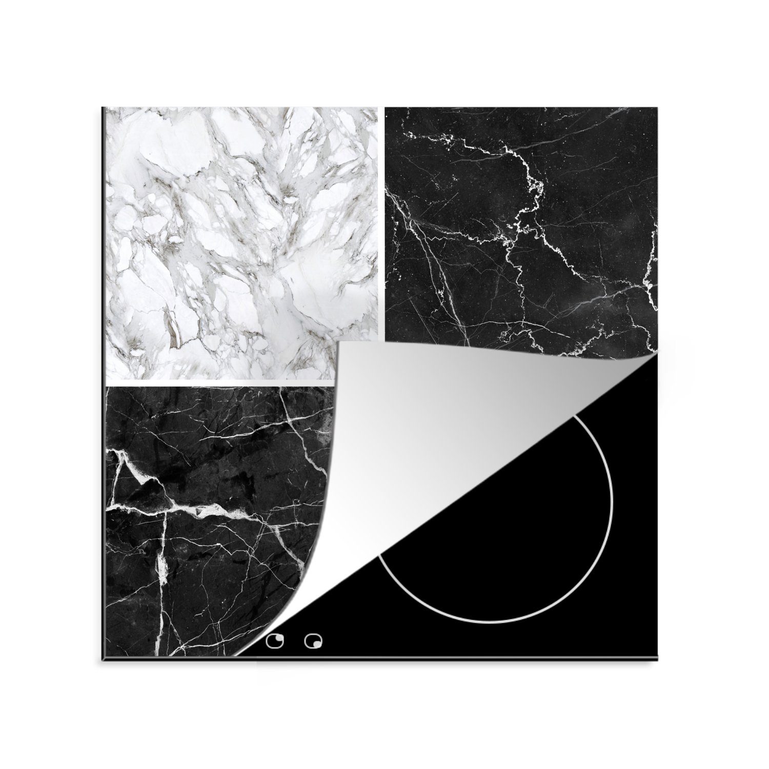 MuchoWow Herdblende-/Abdeckplatte Marmor - Struktur - Abstrakt, Vinyl, (1 tlg), 78x78 cm, Ceranfeldabdeckung, Arbeitsplatte für küche