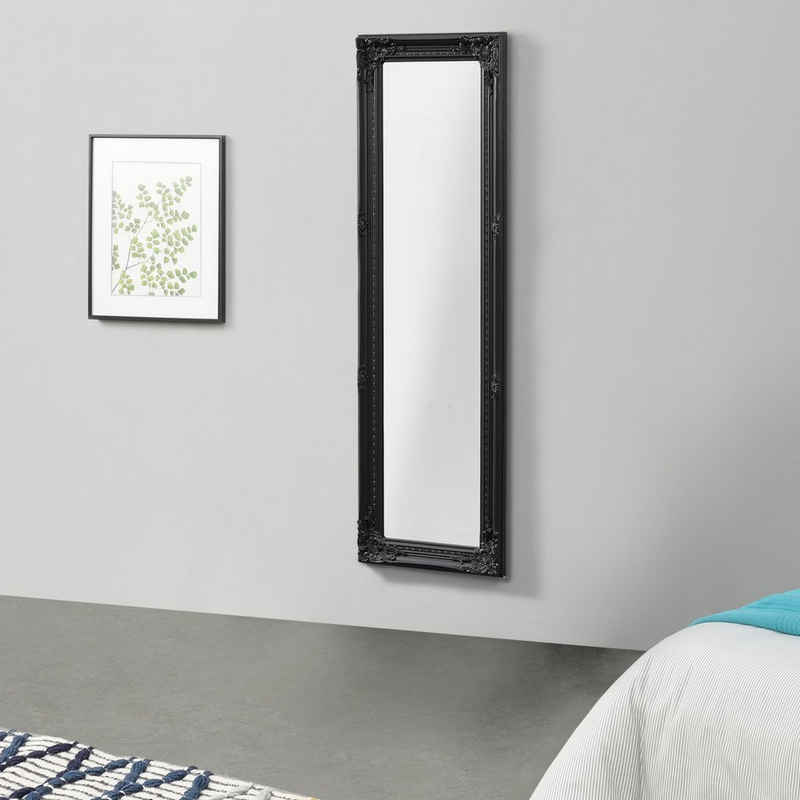 en.casa Wandspiegel, »Livorno« Ganzkörperspiegel 132x42cm Antik Spiegel schwarz