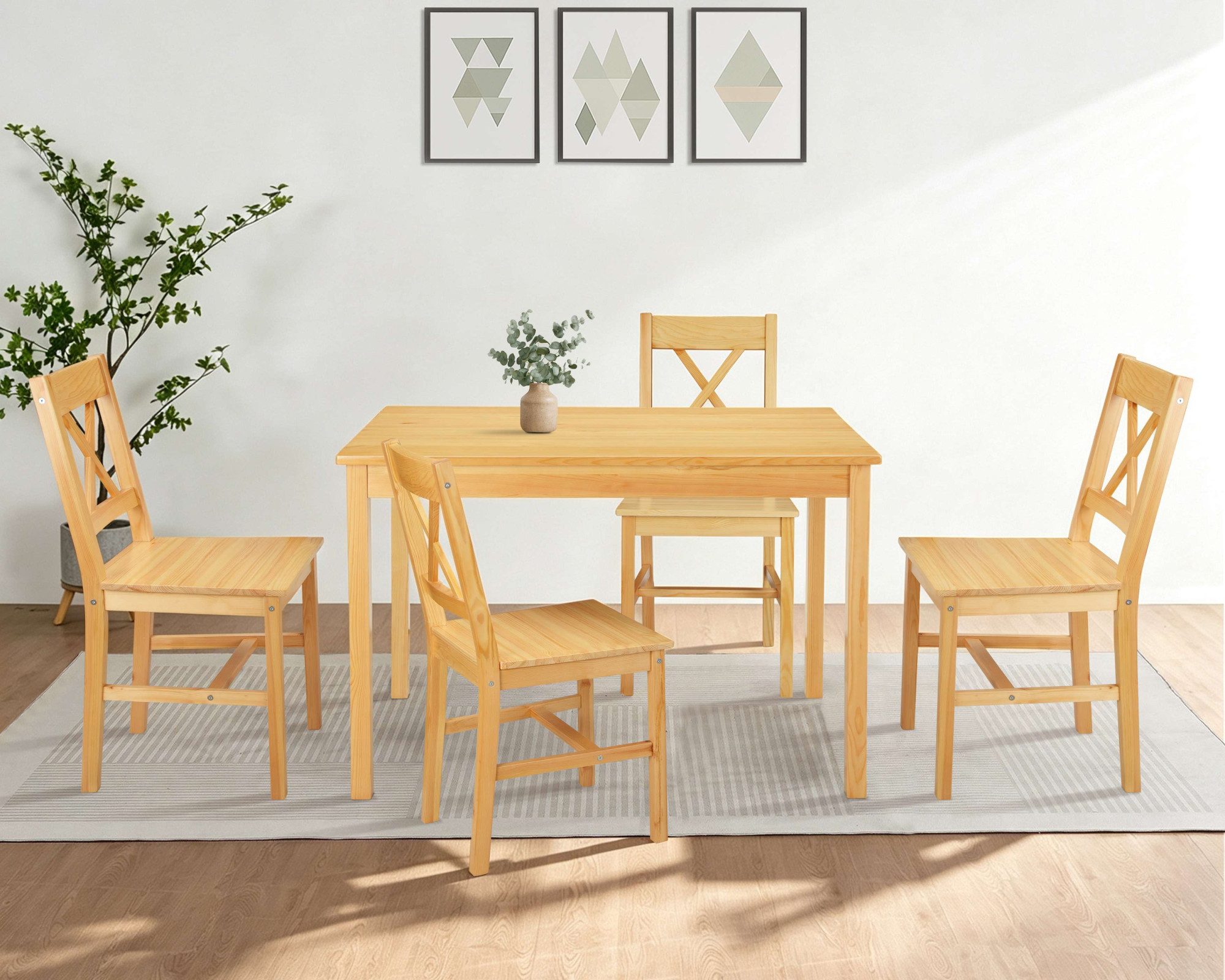 OTTO home Esszimmerstuhl Willow (Set, 2 St), aus massivem Kiefernholz, lackiert, pflegeleicht, bis 130 kg belastbar