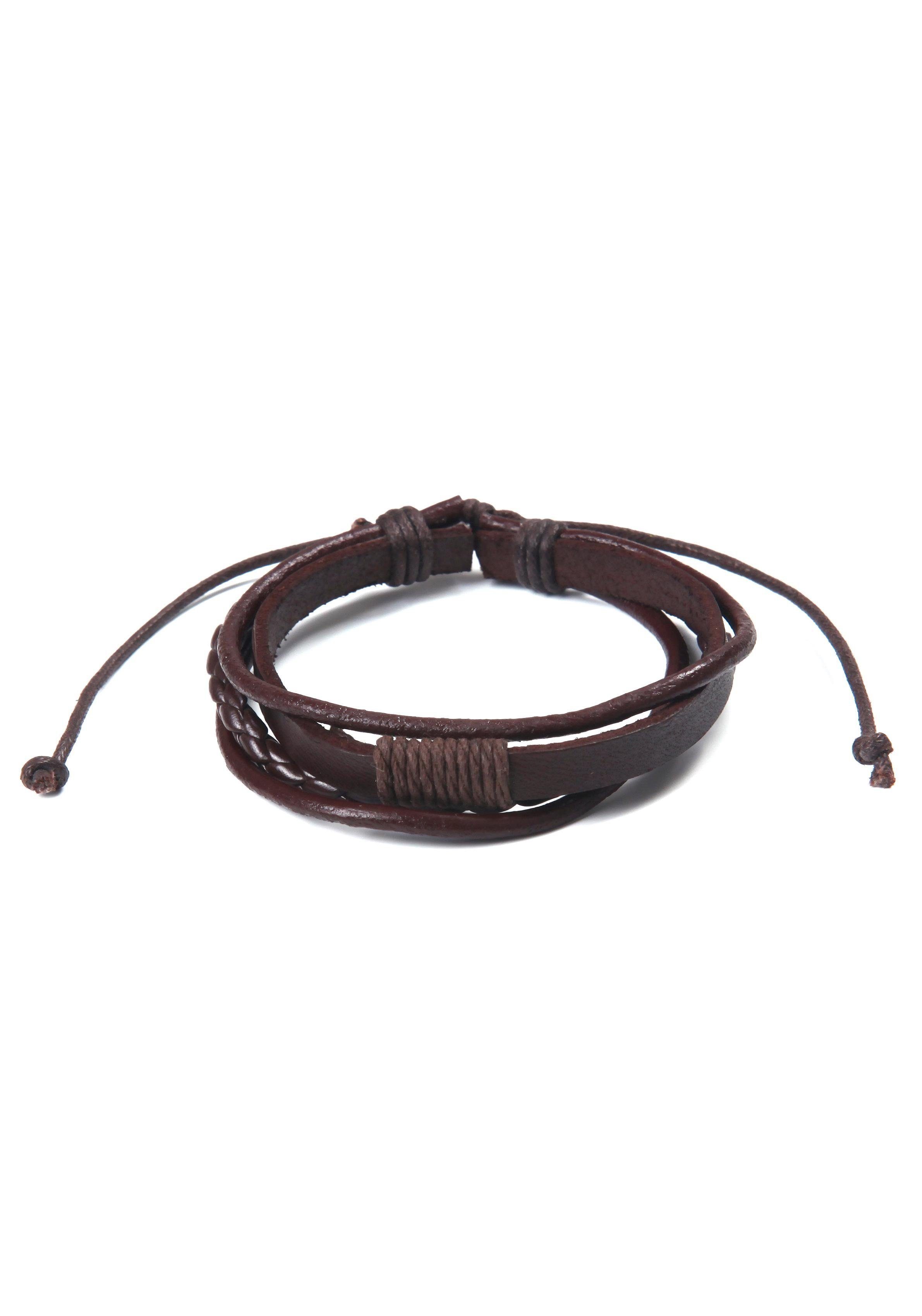 Firetti Lederarmband lässiger Stil, mehrreihig in teilweise geflochtenem Design