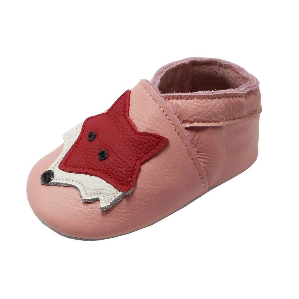 Yihakids Baby Krabbelschuhe Lauflernschuhe Hausschuhe Lederschuhe Fuchs Rosa Barfußschuh Rutschfest atmungsaktiv