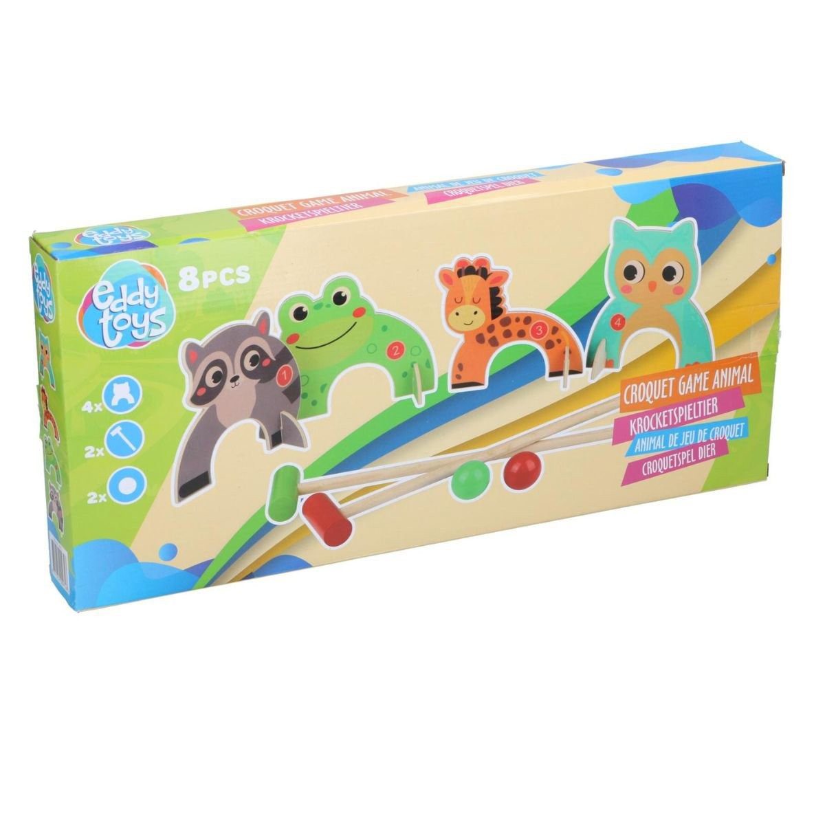 Eddy Toys Outdoor-Spielzeug Eddy Toys Krocket Spiel Tier 8 Stück, Holz