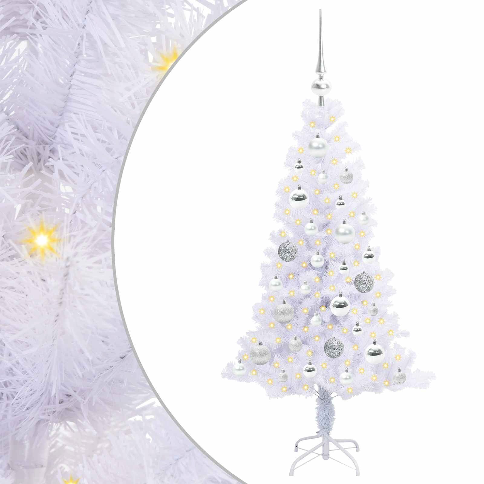 vidaXL Künstlicher Weihnachtsbaum Künstlicher Weihnachtsbaum Weiß 120 cm PVC und Stahl