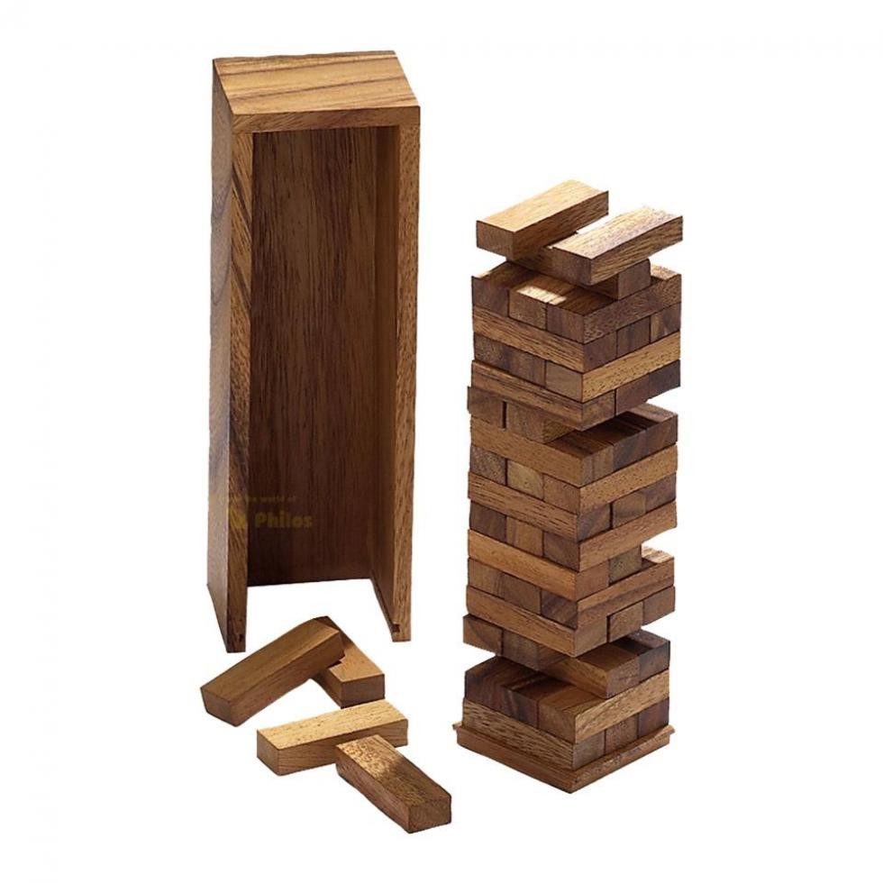 Philos Spiel, Verflixter Turm - klein - Samena-Holz - 240 mm hoch