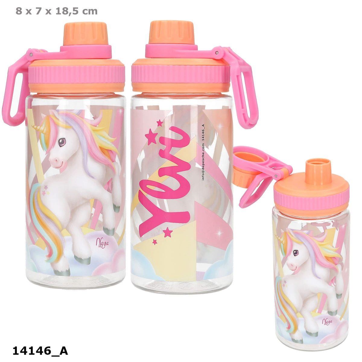 Depesche Trinkflasche Ylvi Trinkflasche SUGAR POP - 500ml, Einhorn, BPA-frei