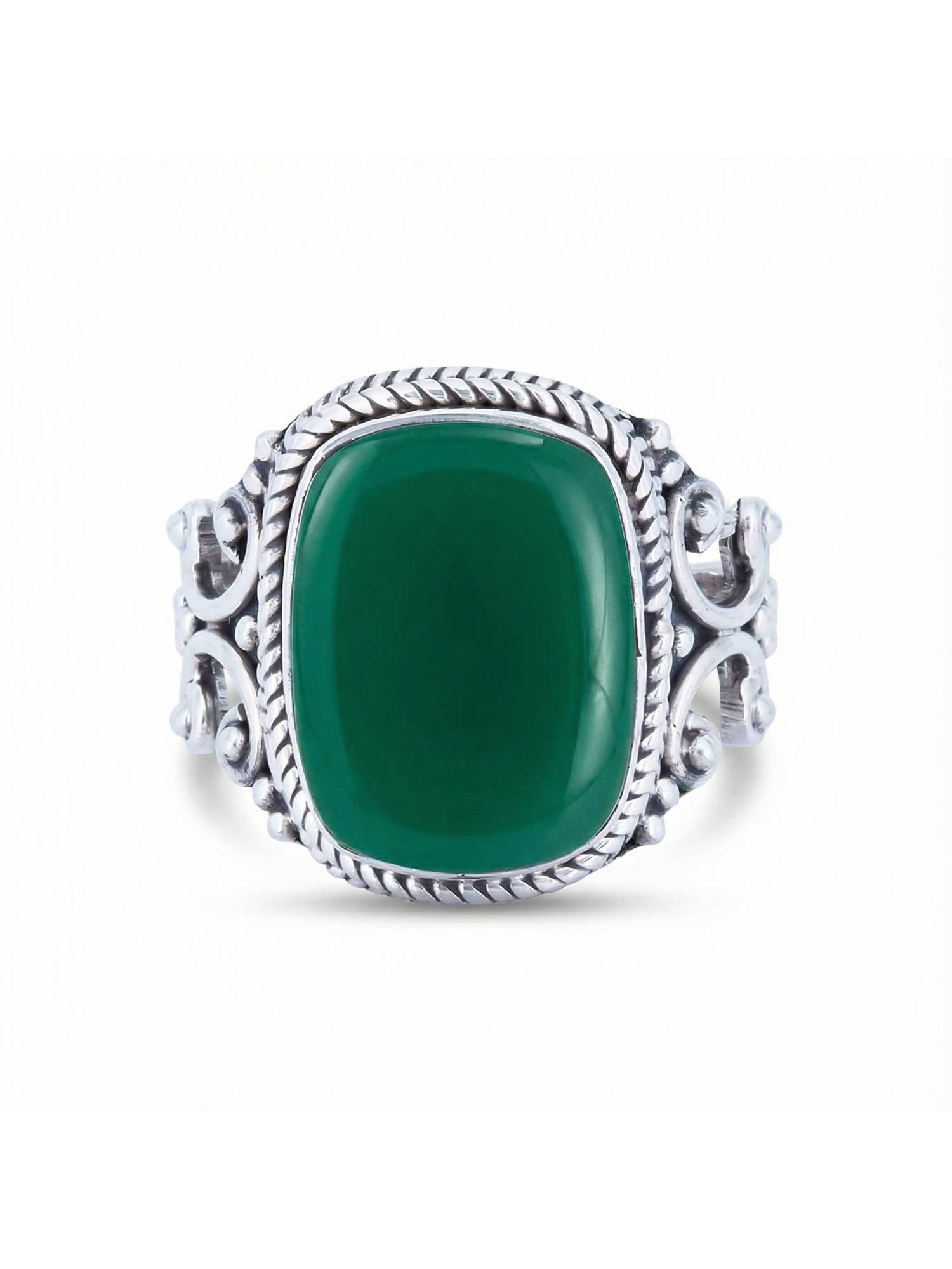 Silberring SERAPANA aus 925 Silber mit grünen Onyx