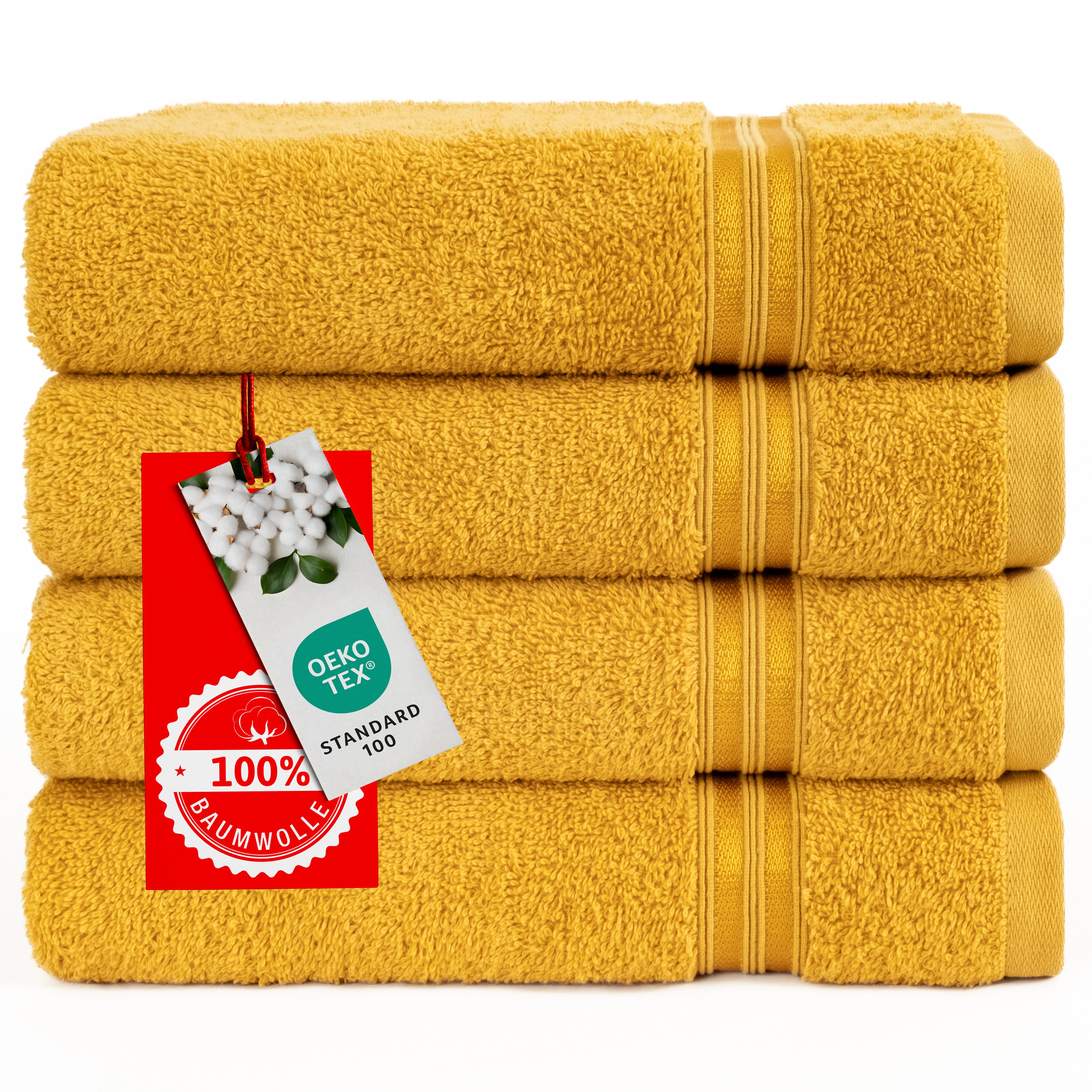 HAMMETEX Handtuch Set 4er Set Handtücher 50x100 cm, 100% Baumwolle, Weich & Saugstark, Frottier (Set, 4-St), mit Bordüre, einfarbig, weich – Bild 3 von 5