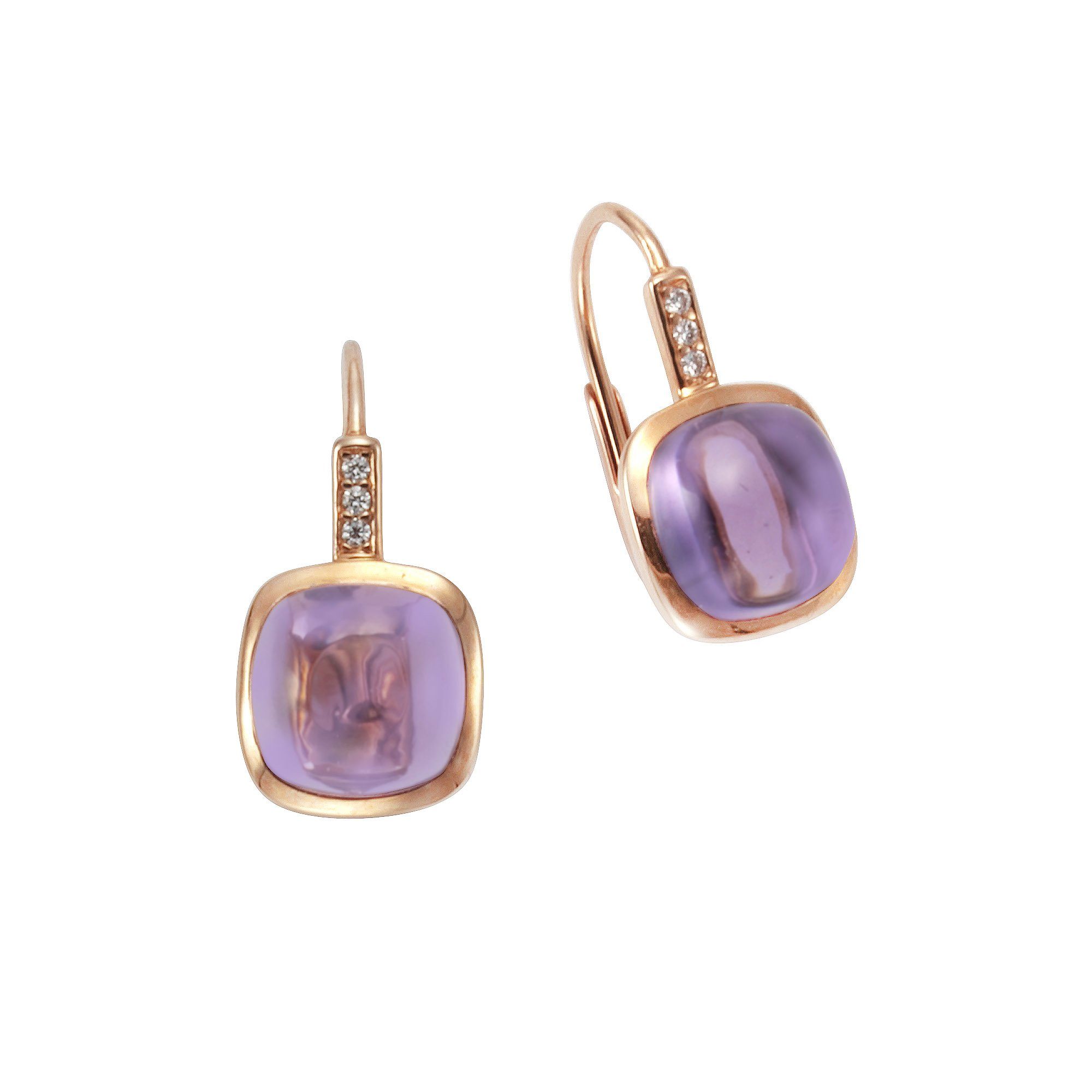 + Orolino 585 rosé Amethyst Ohrhänger Gold mit Brillant Paar