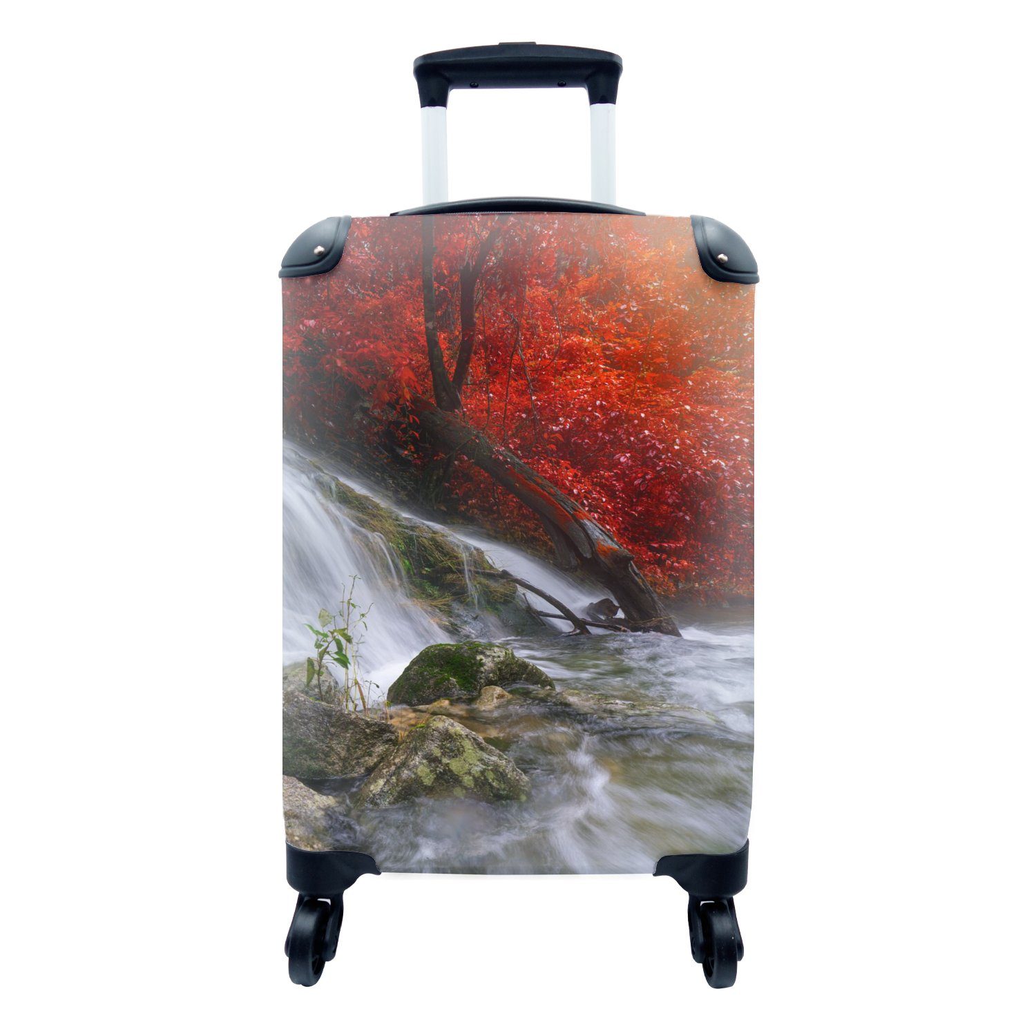 MuchoWow Handgepäckkoffer Wasserfall - Felsen - Wasser - Herbst, 4 Rollen, Reisetasche mit rollen, Handgepäck für Ferien, Trolley, Reisekoffer