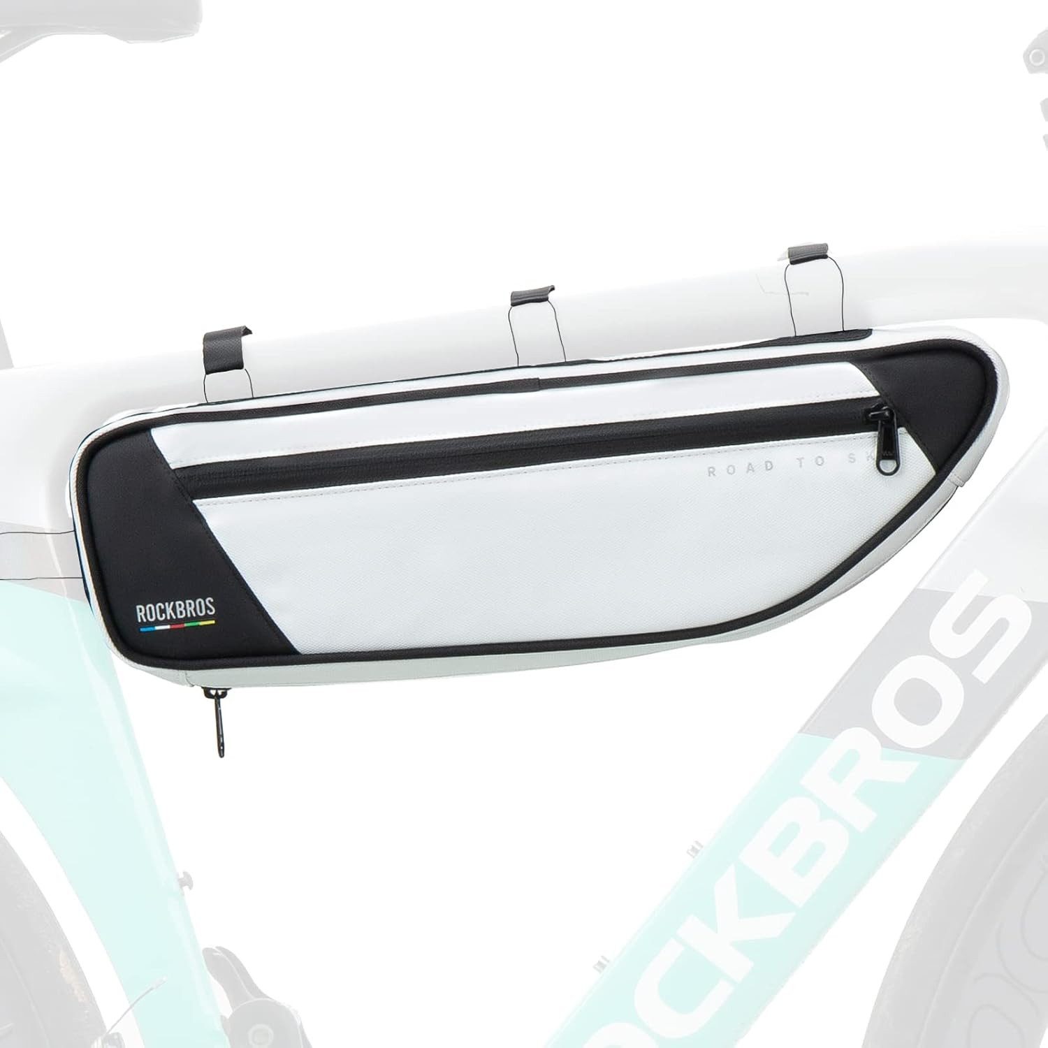 ROCKBROS Rahmentasche Reflektierende wasserabweisende 2L Fahrrad-Rahmentasche Weiß für MTB