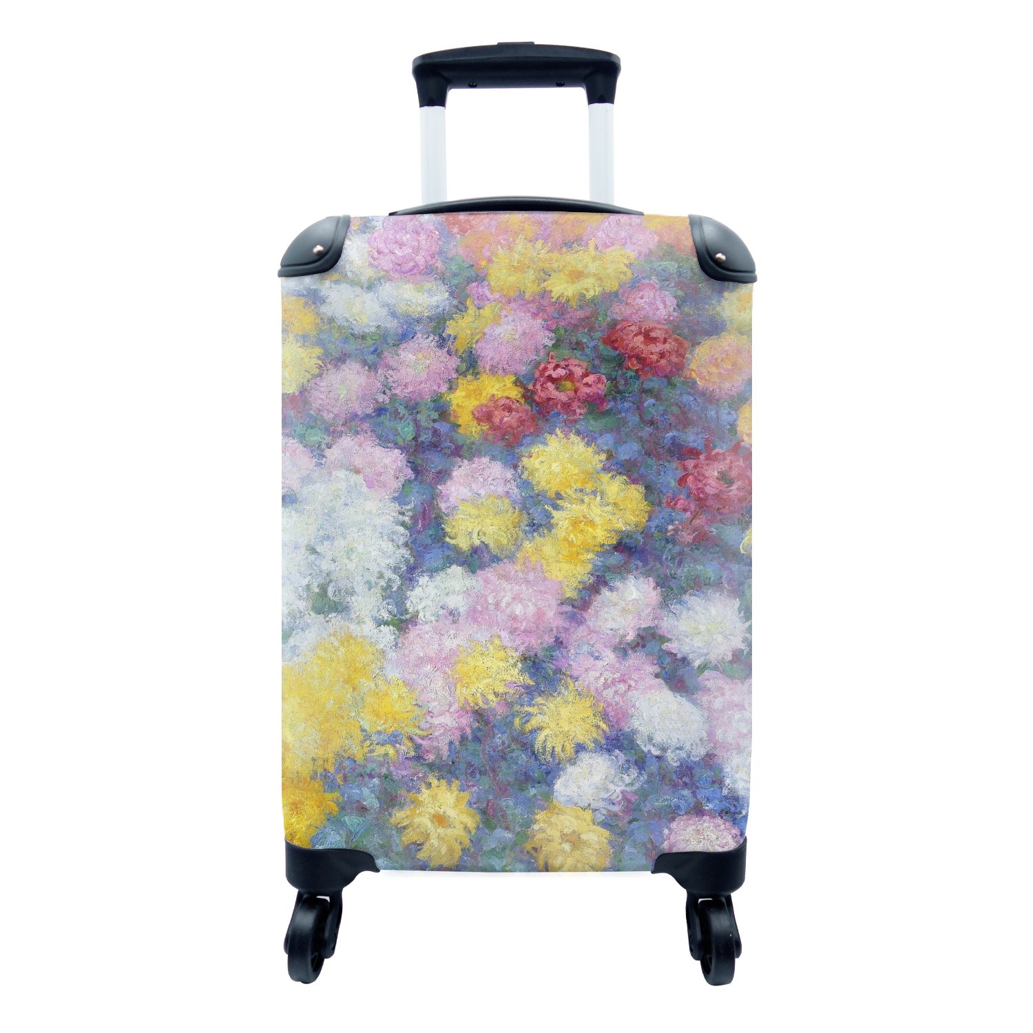 MuchoWow Handgepäckkoffer Chrysanthemen - Gemälde von Claude Monet, 4 Rollen, Reisetasche mit rollen, Handgepäck für Ferien, Trolley, Reisekoffer