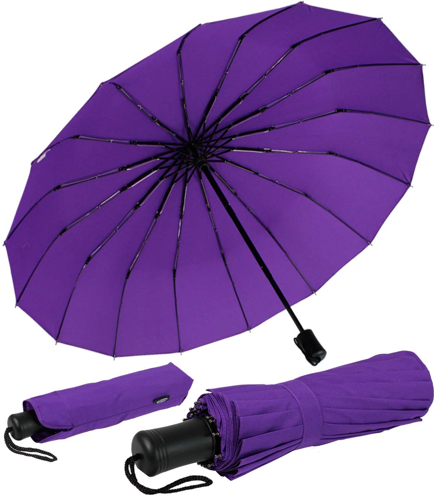 iX-brella Taschenregenschirm Mini mit Streben farbenfroh, lila extra 16 stabil farbenfroh und