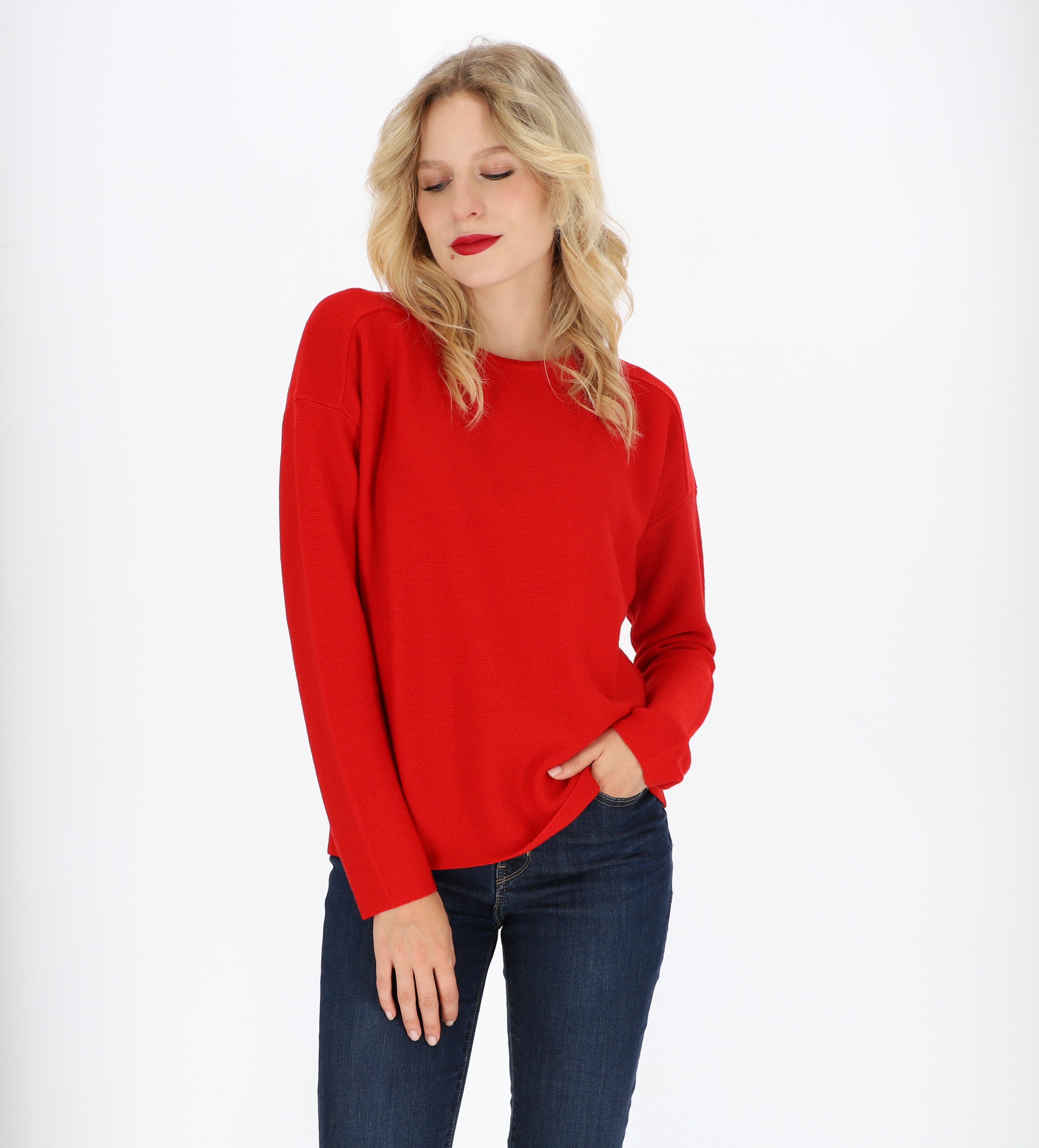 halsüberkopf Accessoires Strickpullover Feinstrick mit Rundhals günstig online kaufen