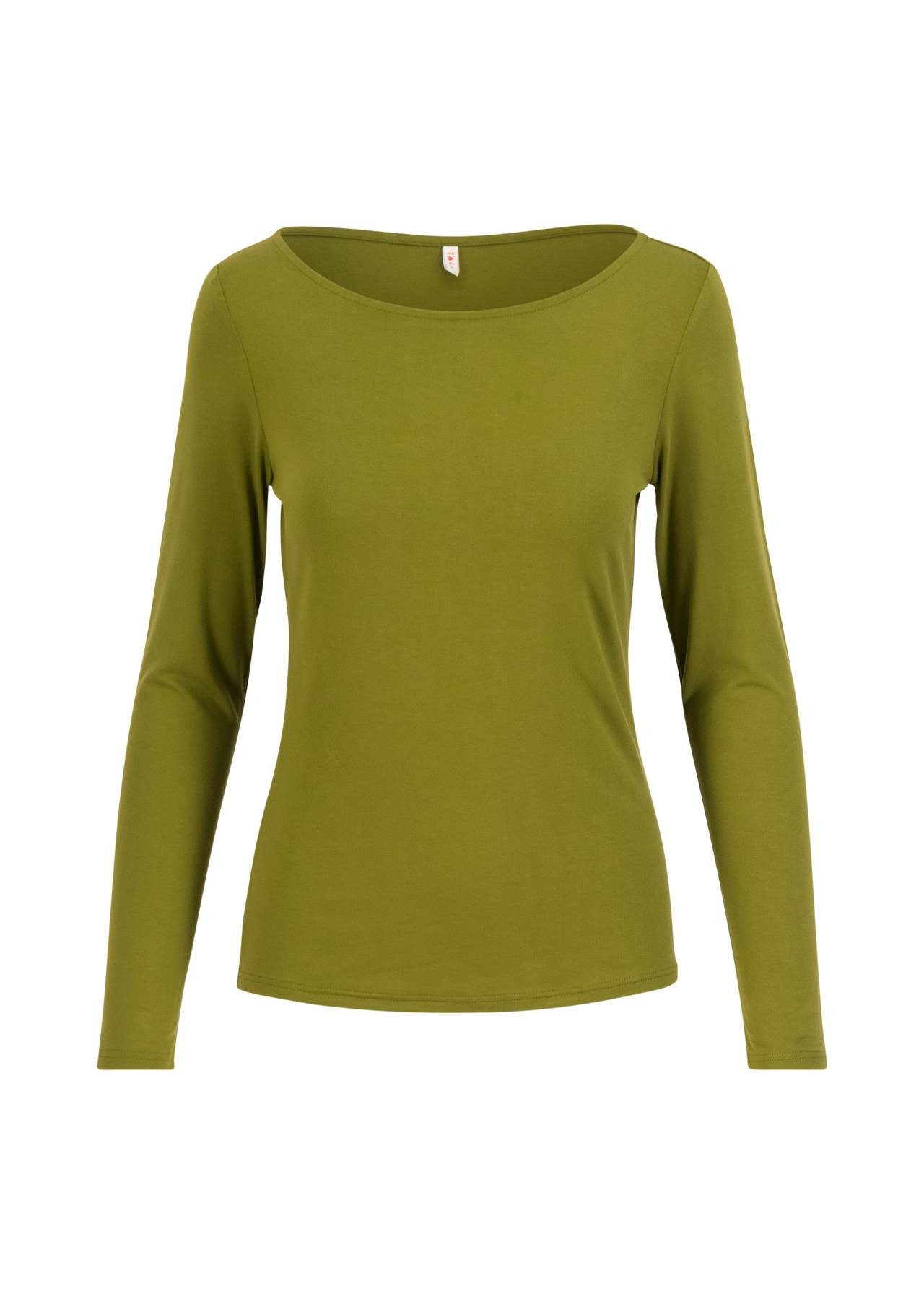 Blutsgeschwister Langarmshirt - Weiches Viskose-Langarmshirt mit U-Boot-Ausschnitt für Damen Langarmshirt mit U-Boot-Ausschnitt und überschnittenen Schultern