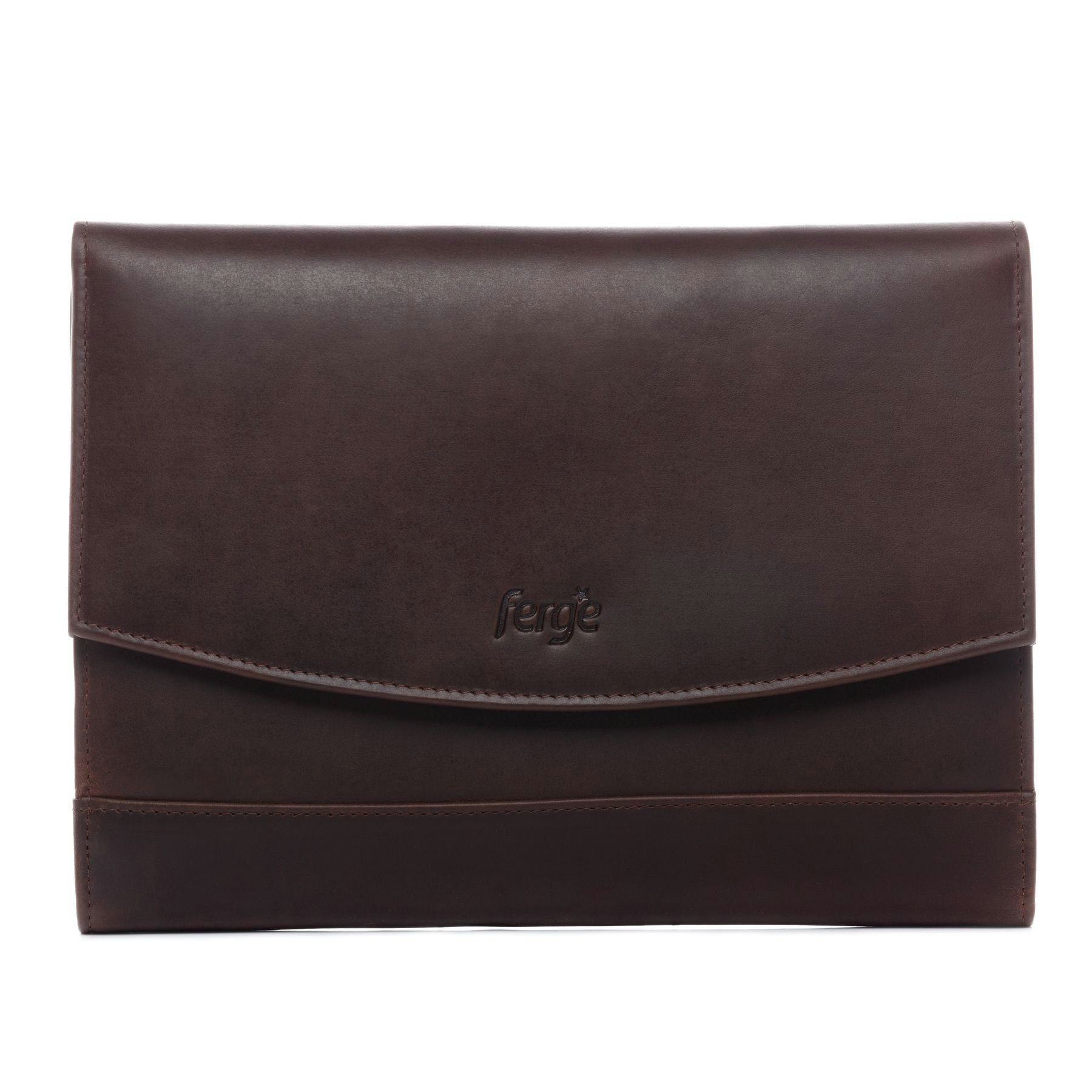 FERGÉ Businesstasche echt Leder Organizer groß Ledertasche braun-A5 TODD, Dokumentenmappe, Organizer Aktenmappe Echtleder Damen Herren braun