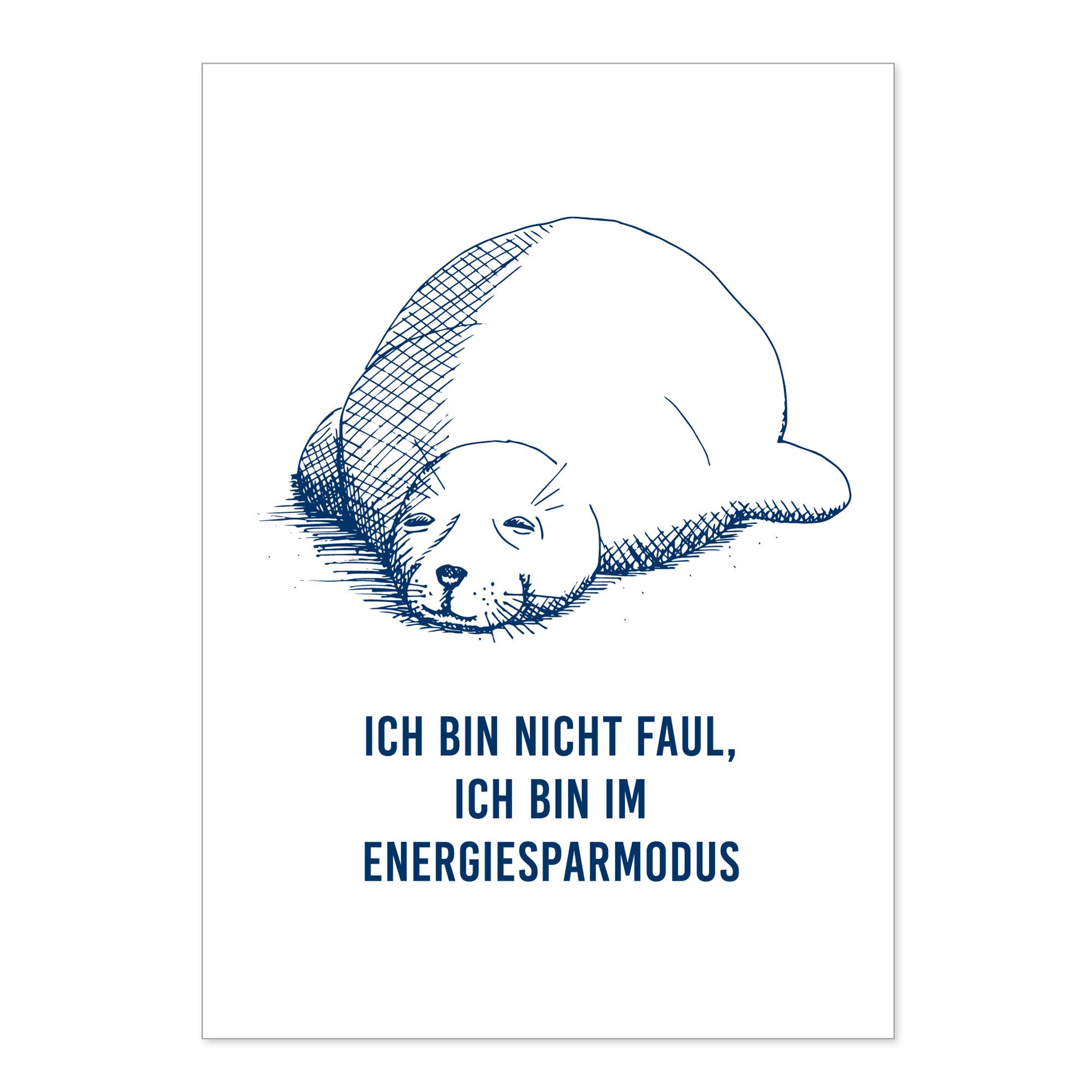 Bow & Hummingbird Postkarte Maritime Postkarte "Seehund im Energiesparmodus" aus Recyclingpapier