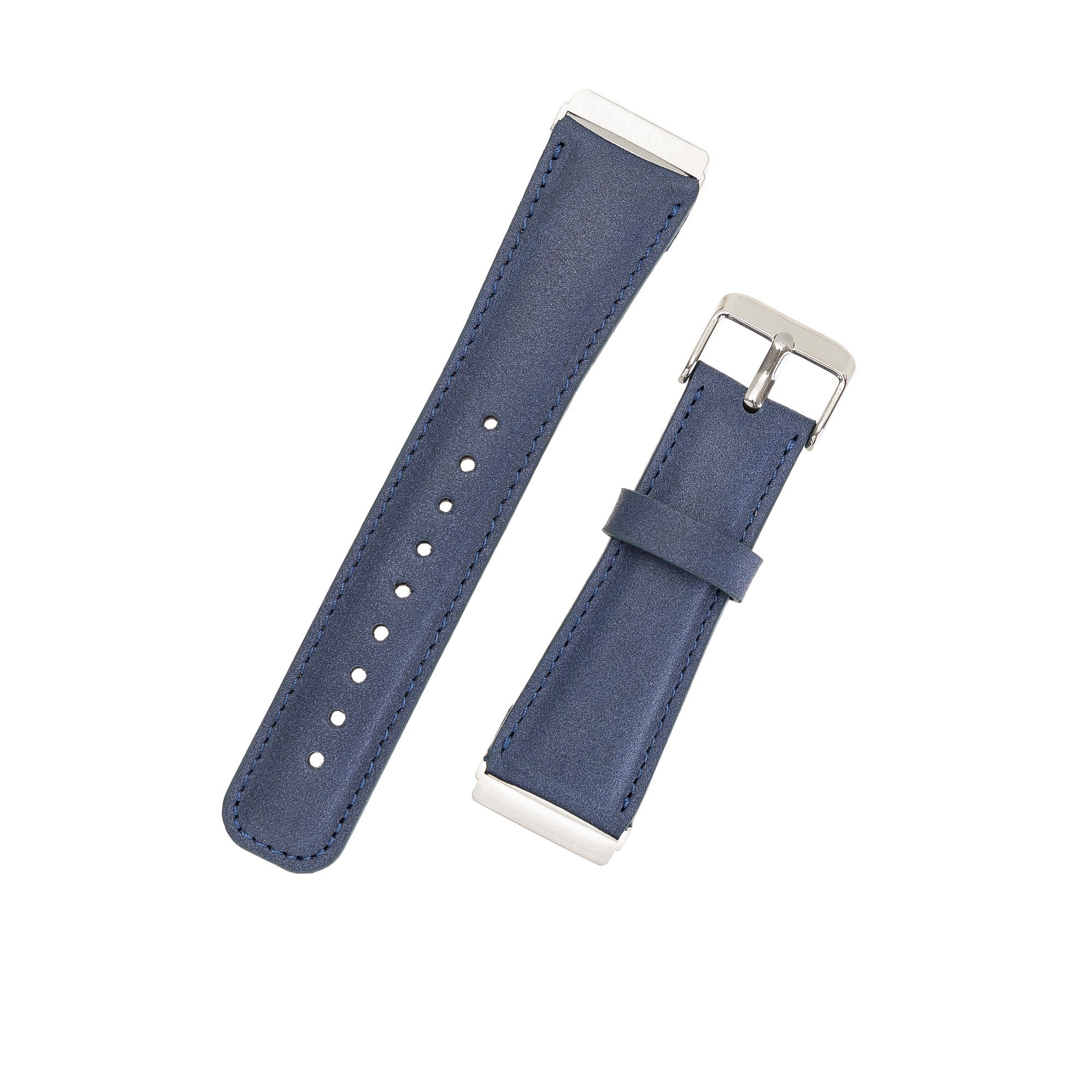 Renna Leather Echtes Leder 3 Matt / 4 Versa 2 Armband / Smartwatch-Armband Fitbit Ersatzarmband & Blau Sense