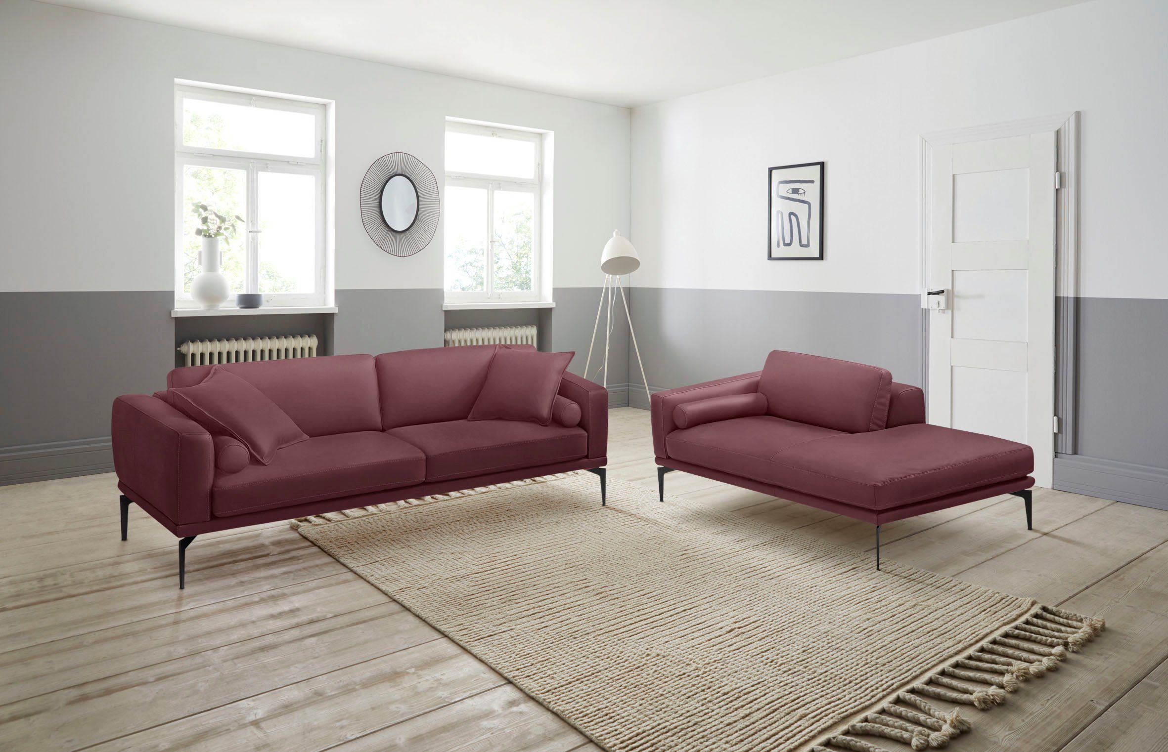 Egoitaliano Polstergarnitur Masu, Design trifft sensationellen Sitzkomfort, Set besteht aus 2,5-Sitzer, freistehende Ottomane und 3 Rollkissen