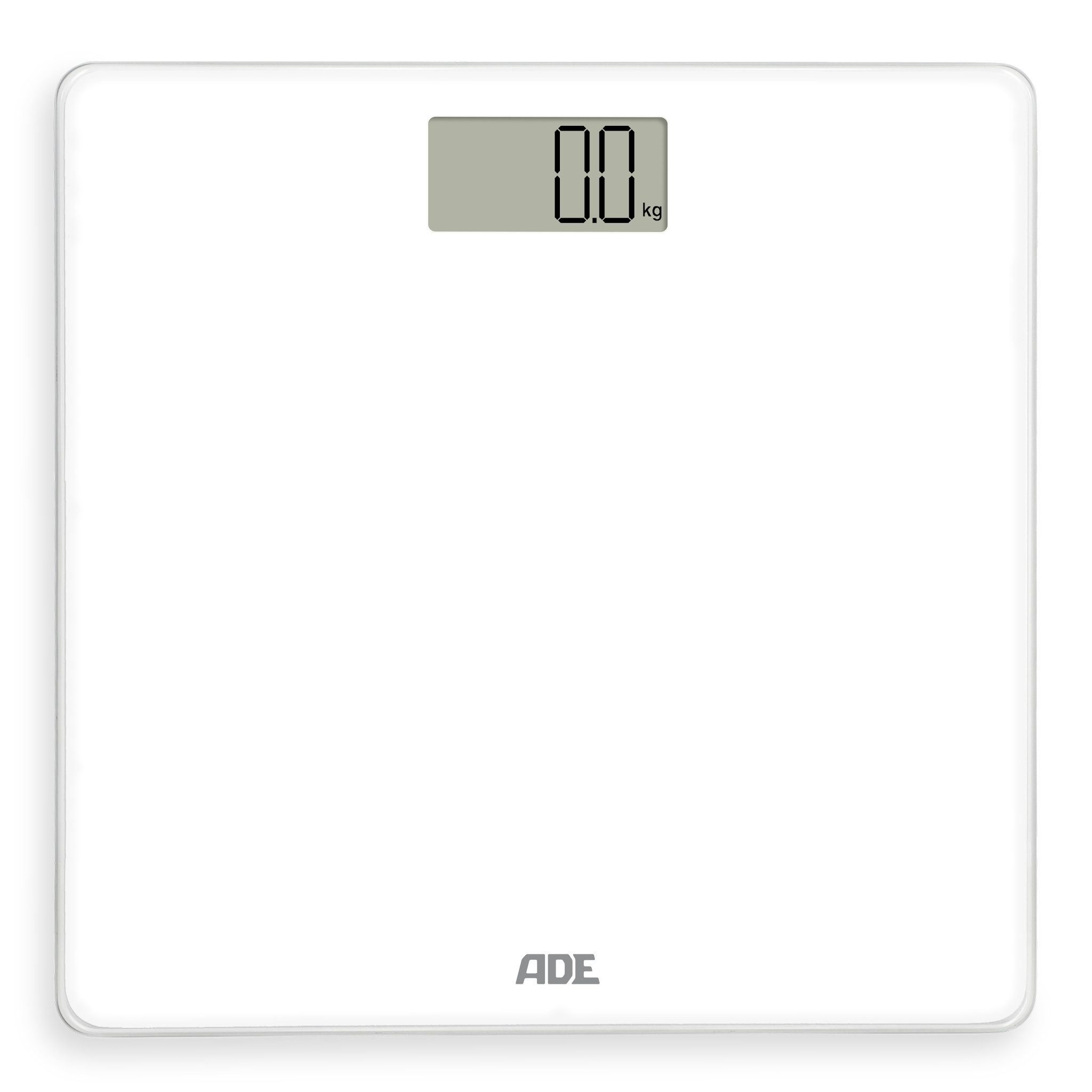 ADE Personenwaage Digitale Körperwaage mit großem LED Display, Wiegefläche aus gehärtetem Sicherheitsglas mit Tragkraft bis 180kg