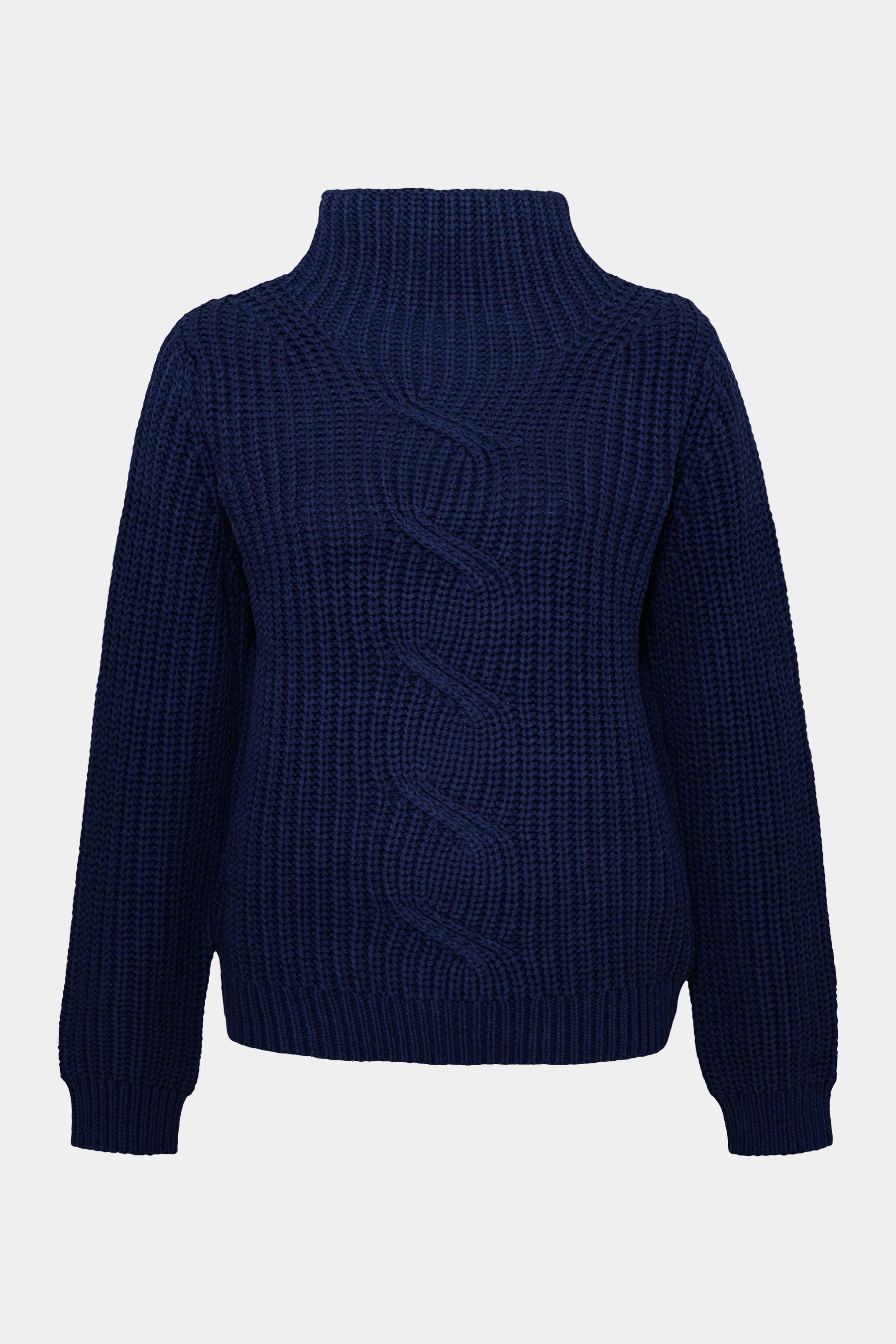 Cassis Strickpullover Cassis Damen-Strickpullover in Navy - Grobstrick mit Zopfmuster