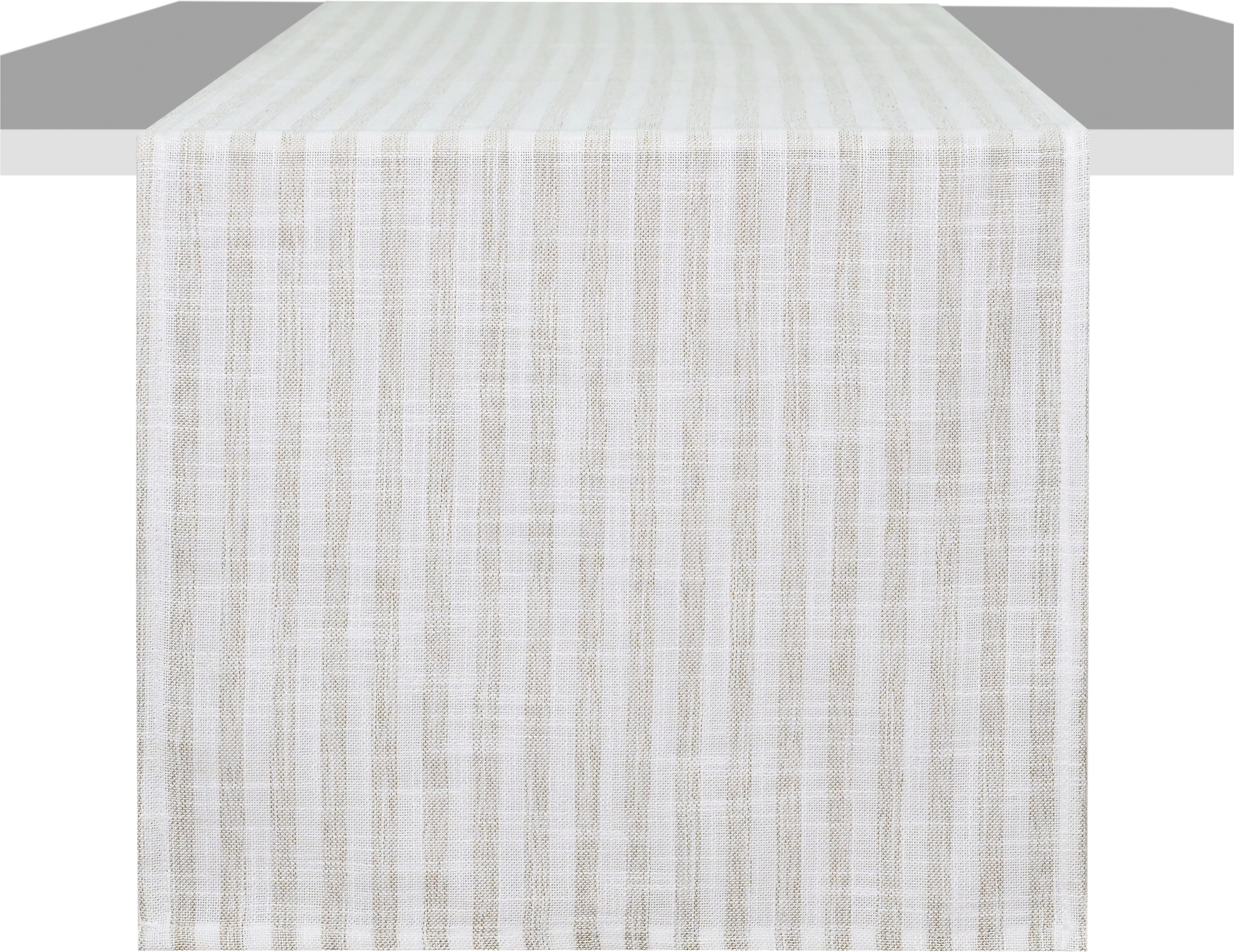 OTTO home Tischläufer Marric (Packung 1-tlg), halbtransparenter Tischläufer, Leinenoptik mit Streifen