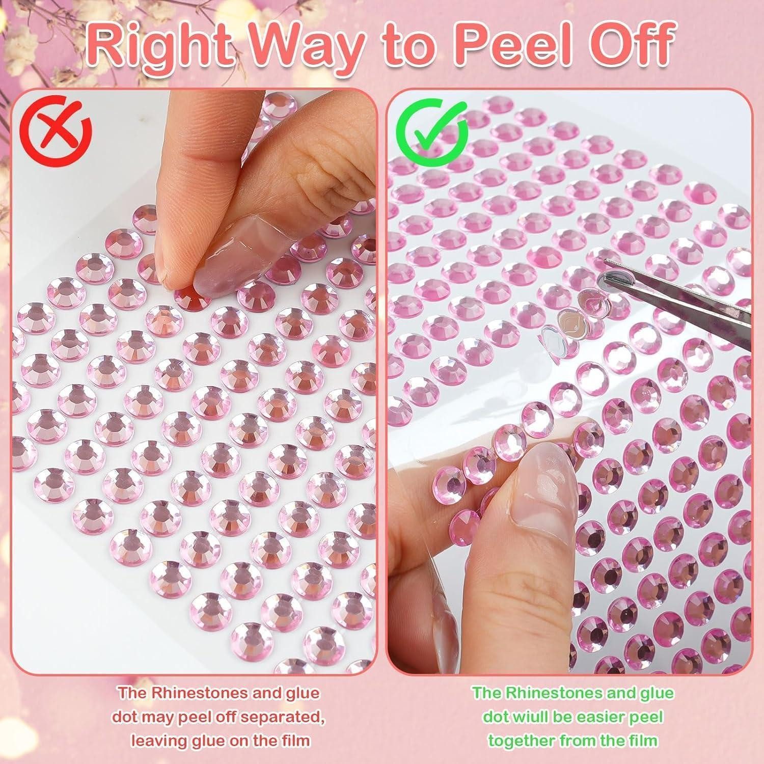 LuxusKollektion Sticker Glitzersteine Selbstklebend 1900 Stück 3mm 4mm 5mm 6mm PINK