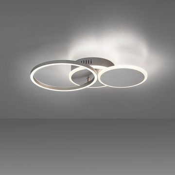 SellTec LED Deckenleuchte LED Deckenleuchte BAIKAL rund, An/Aus, 1xLED-Board/36,00Watt, warmweiß, Lichtfarbe warmweiß, Deckenlampe Ringe silber