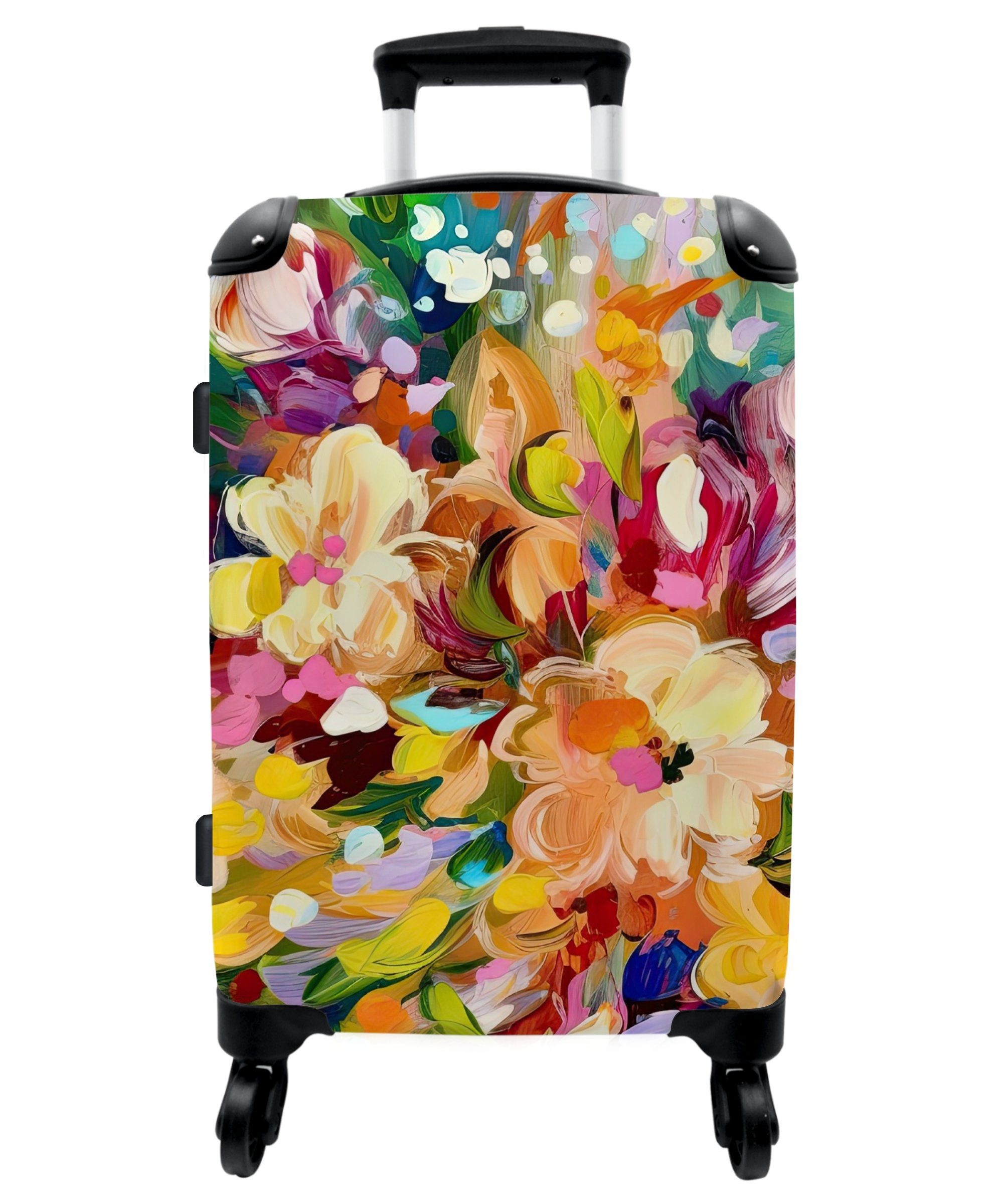 Aufgabegepäck Reisekoffer NoBoringSuitcases.com© - - 4 Trolley Ölfarbe 4 mit Regenbogen, - 67x43x25cm Rollen Koffer Blumen Rollen, - Rollkoffer Große Gemälde