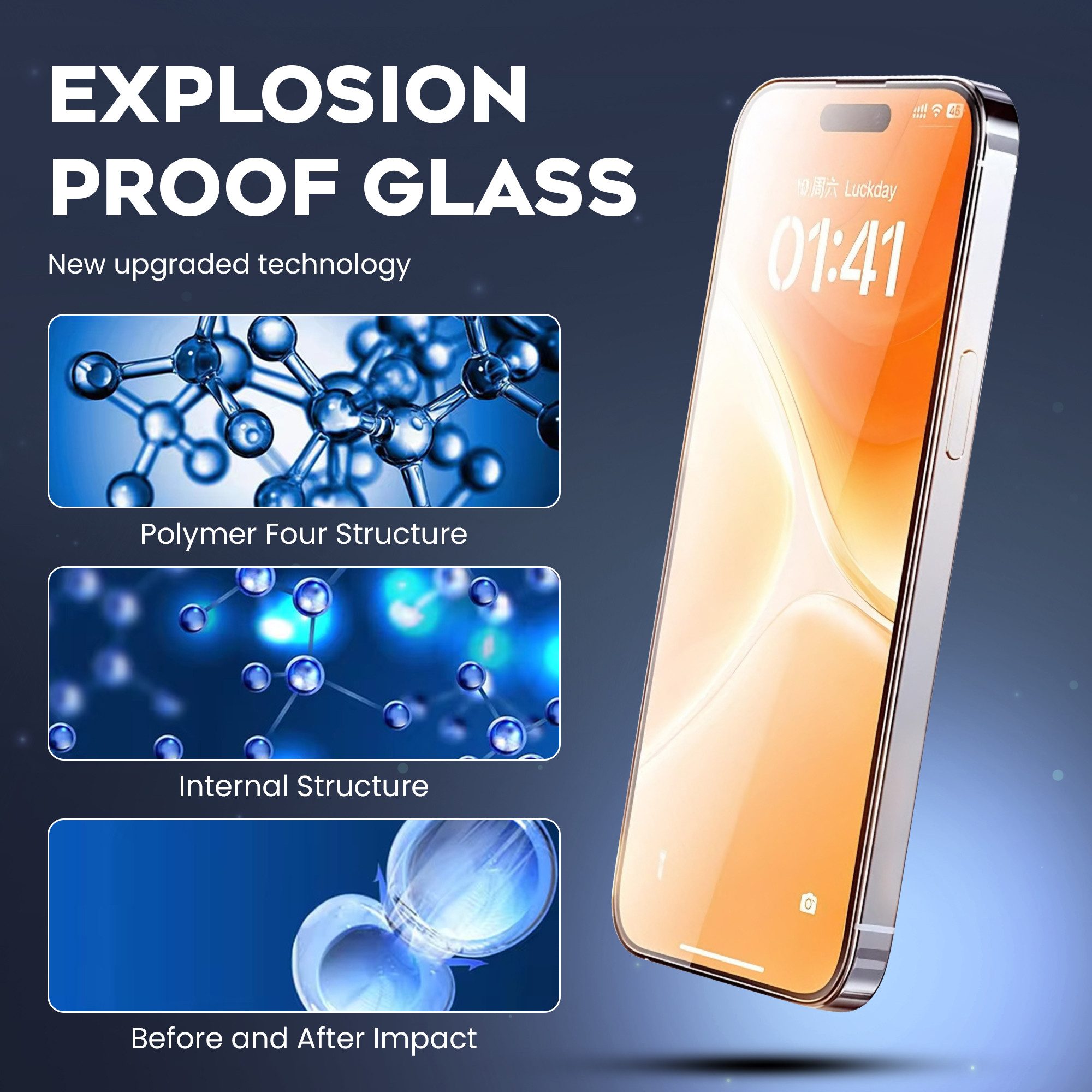 MAQETARA Products Displayschutzglas 4x Schutzglas-Displayschutz für iPhone 15/16 Pro & 15Pro für iPhone 16/15/15 Pro (6,1), Packung, 4 Stück, 9H, kristallklar, Anti-Fingerabdruck, kratzfest & stoßfest