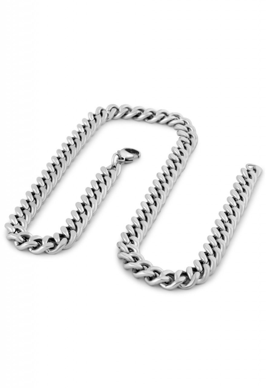 Akitsune Edelstahlkette Fibra Kette Silber - 9mm 40 cm // 15.74 in