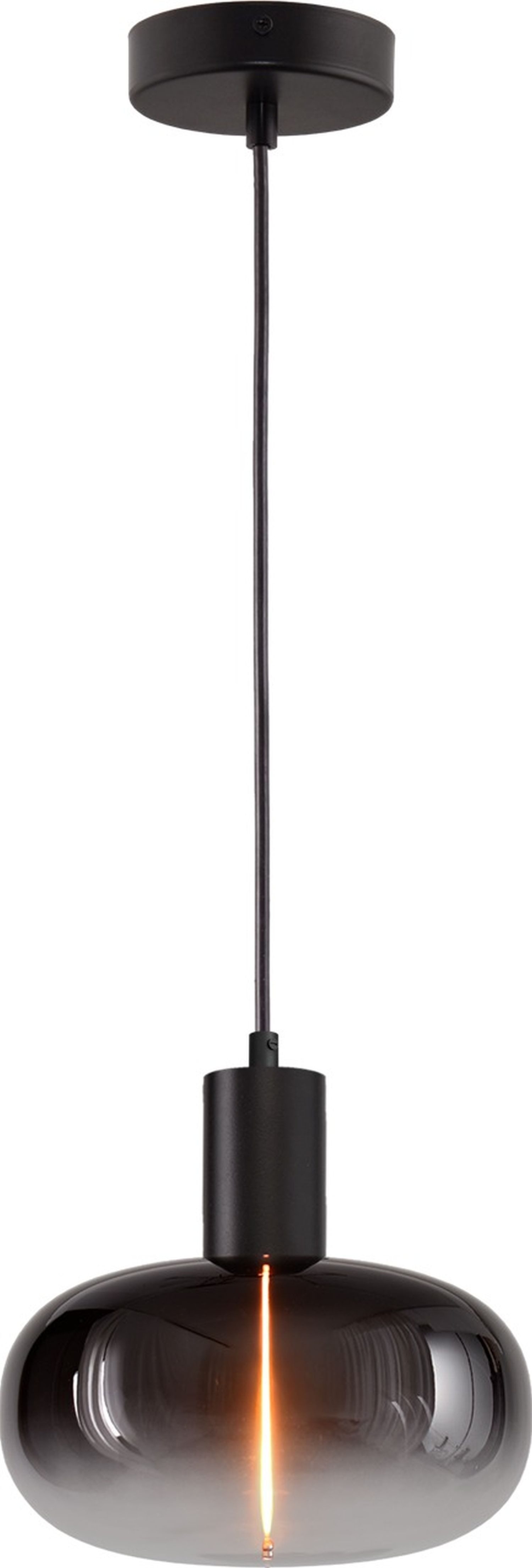 Licht-Erlebnisse Pendelleuchte TRUBO, ohne Leuchtmittel, Glas Metall E27 H: max. 190 cm Schwarz rund Modern Hängelampe