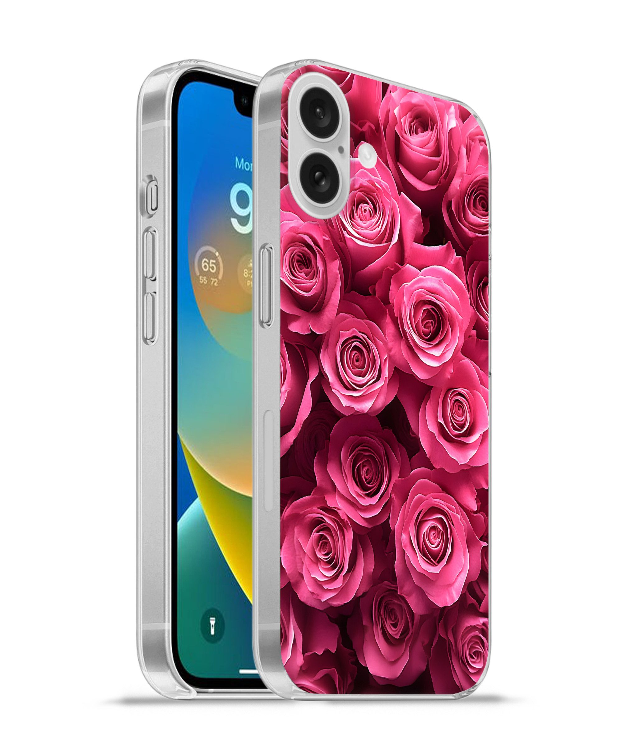 MuchoWow Handyhülle für Apple iPhone 16 Plus Rosen - Rosa - Blume, Smartphone-Bumper, Print, Handy Schutzhülle Dünn