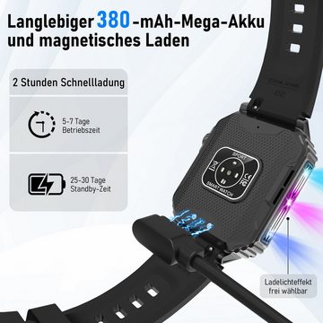 walkbee Smartwatch,Fitness Tracker uhr für Damen Herren mit Telefonfunktion Smartwatch (4.9 cm/1.91'' Voll-Touch-Farbdisplay Zoll) Fitness Uhr mit 8 Arten von Lichteffekten zur Auswahl,2 Austauschbare Armbänder(Silikon und Stahlband Uhrenarmbänder), IP67 Wasserdicht Gesundheits-Smartwatches mit Blutsauerstoff, Blutdruckmessung,Herzfrequenz, Frauengesundheit,Atemtraining,NFC etc