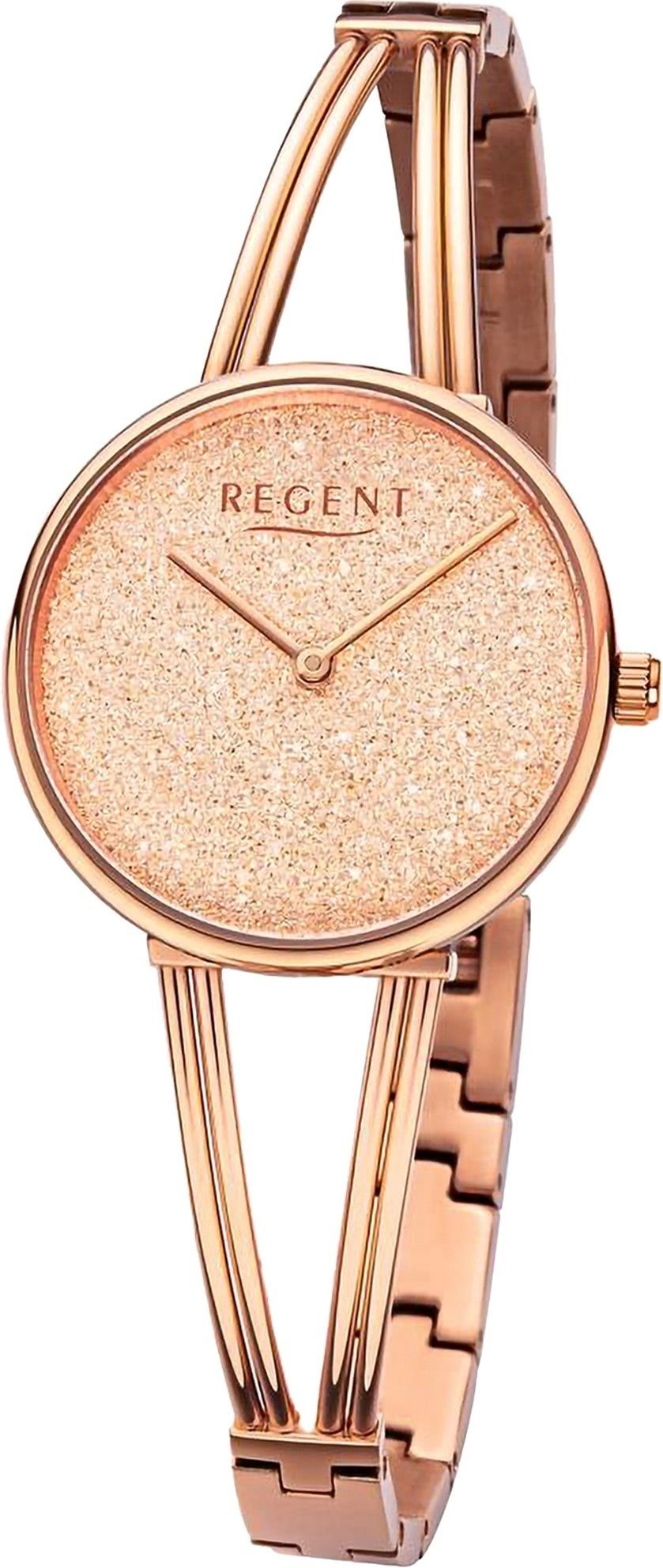 Regent Quarzuhr Regent Damen Damen Analog, 30mm), rund, (ca. Armbanduhr Metallarmband groß extra Armbanduhr