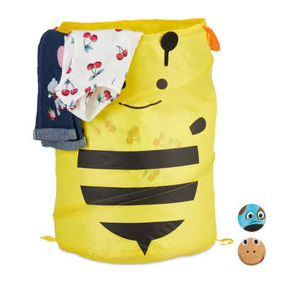 relaxdays Wäschekorb Pop-Up Wäschekorb für Kinder, Biene