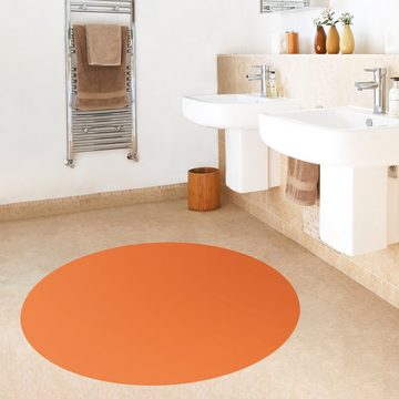 Teppich Vinyl Wohnzimmer Schlafzimmer Flur Küche Einfarbig modern, Bilderdepot24, rund - orange glatt, nass wischbar (Küche, Tierhaare) - Saugroboter & Bodenheizung geeignet