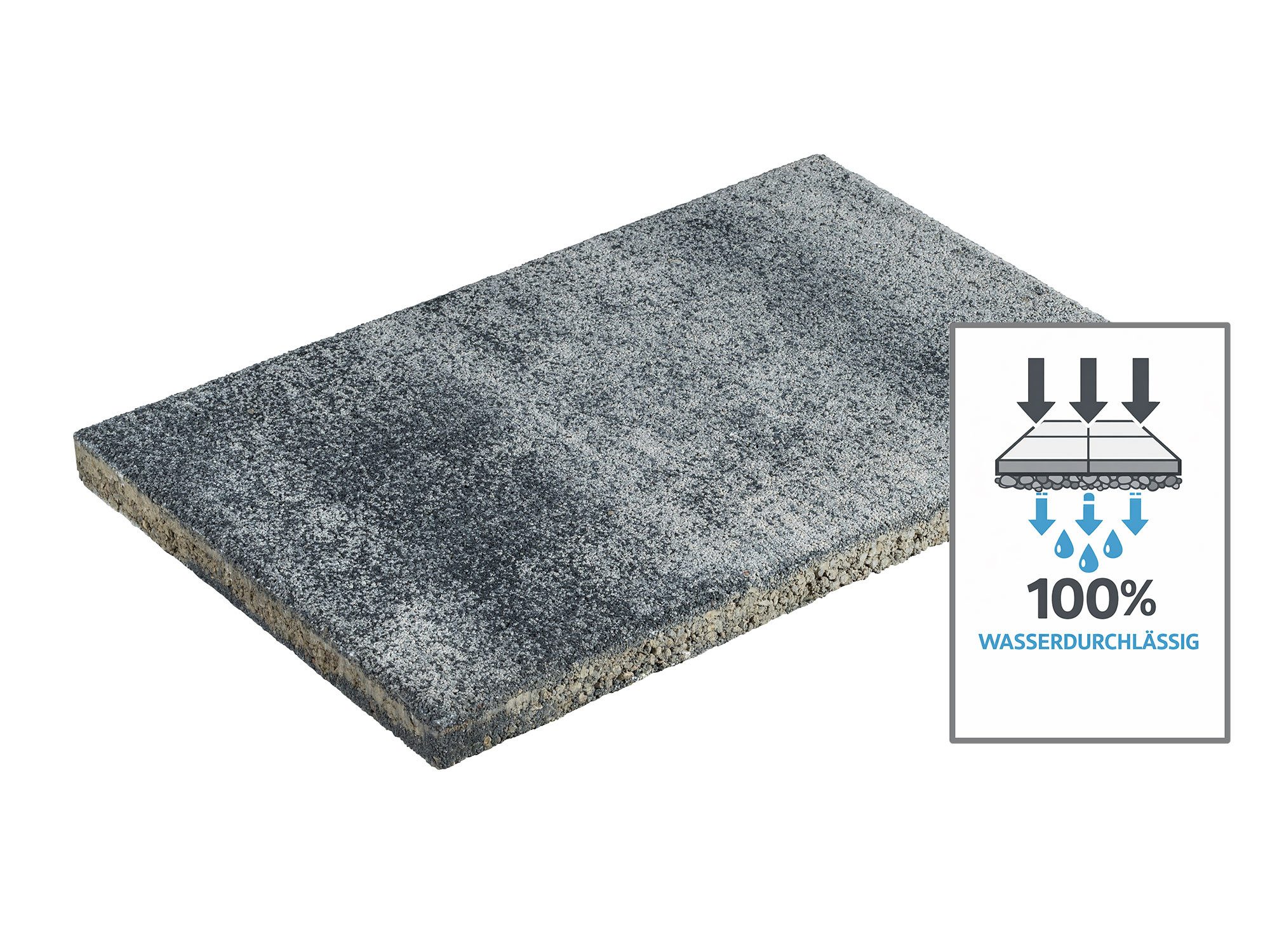 Diephaus Terrassenplatte AQUADRAIN PERMEA WEIß-SCHWARZ 60/40/4 CM