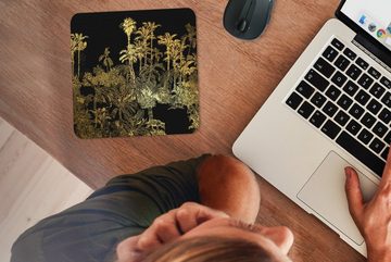 MuchoWow Mauspad Dschungel - Gold - Bäume (1-St), Gaming, Mousepad, Büro, 20x20 cm, Mausunterlage