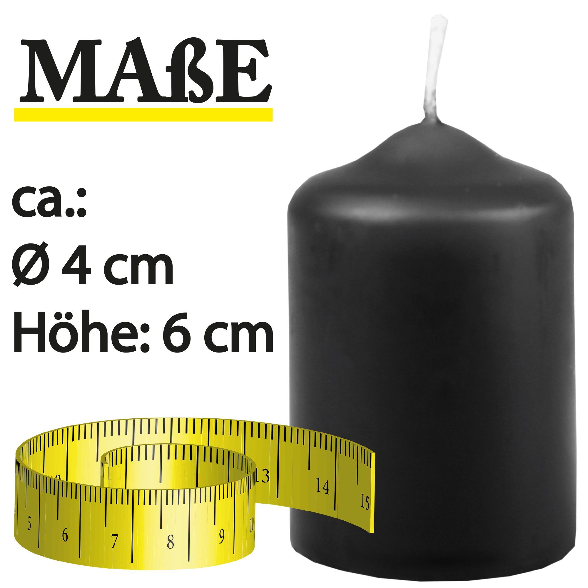 HS Candle Stumpenkerze aus Wachs (6-tlg., Dekolicht), Ø4xH6 cm Teelichtgröße, 7h Brenndauer je Kerze, Wachsmischung