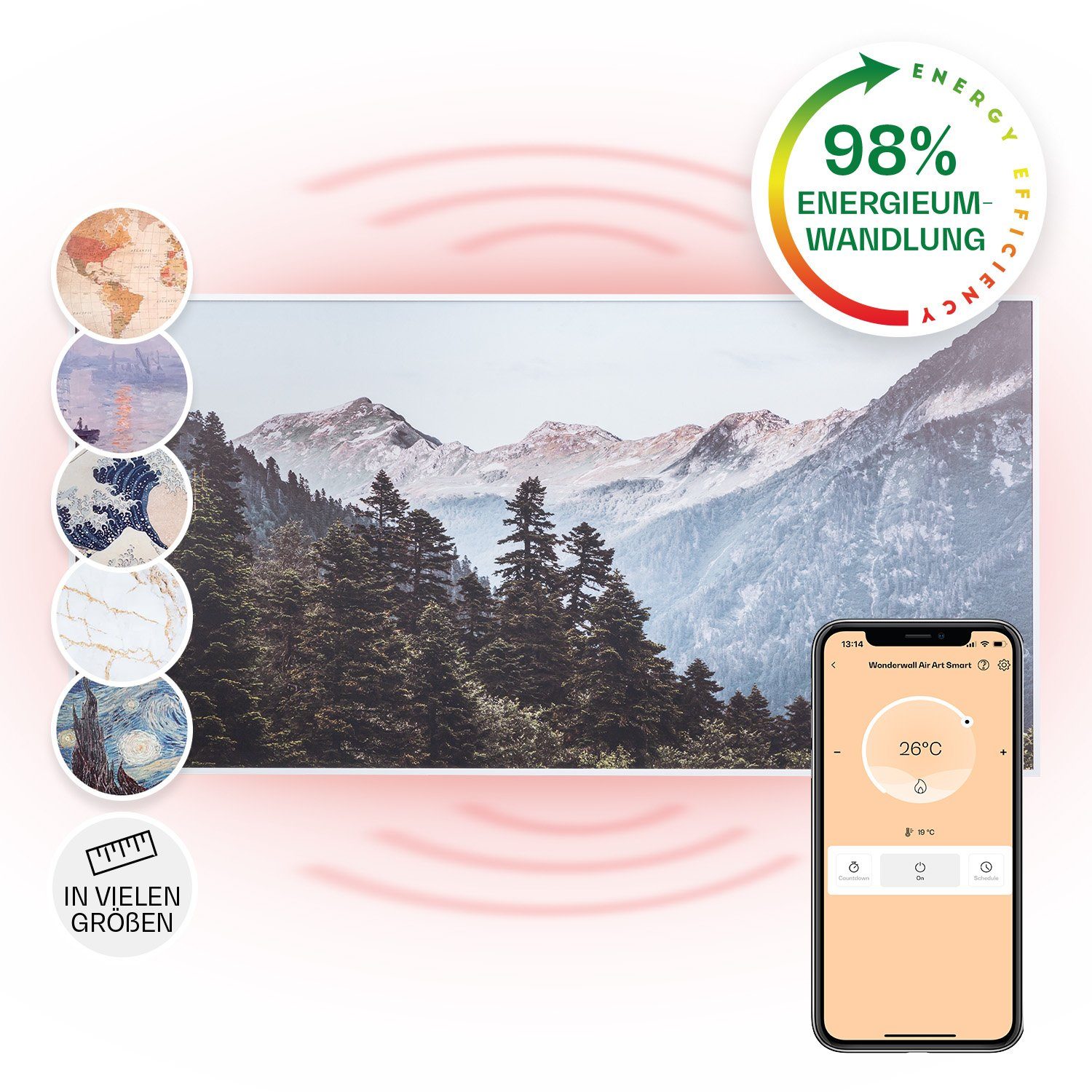Klarstein Heizkörper Wonderwall Air Art Smart, elektrische Infrarotheizung mit Thermostat Bild elektrische Heizung